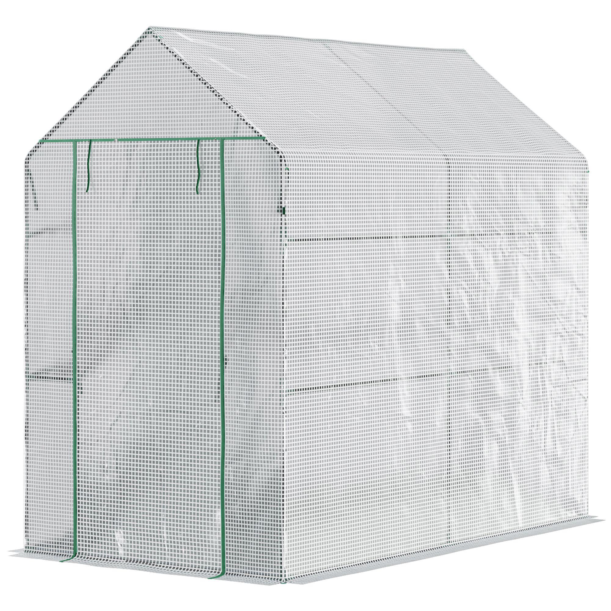White PE Mesh Greenhouse with Four Shelves, 4' x 6.1'