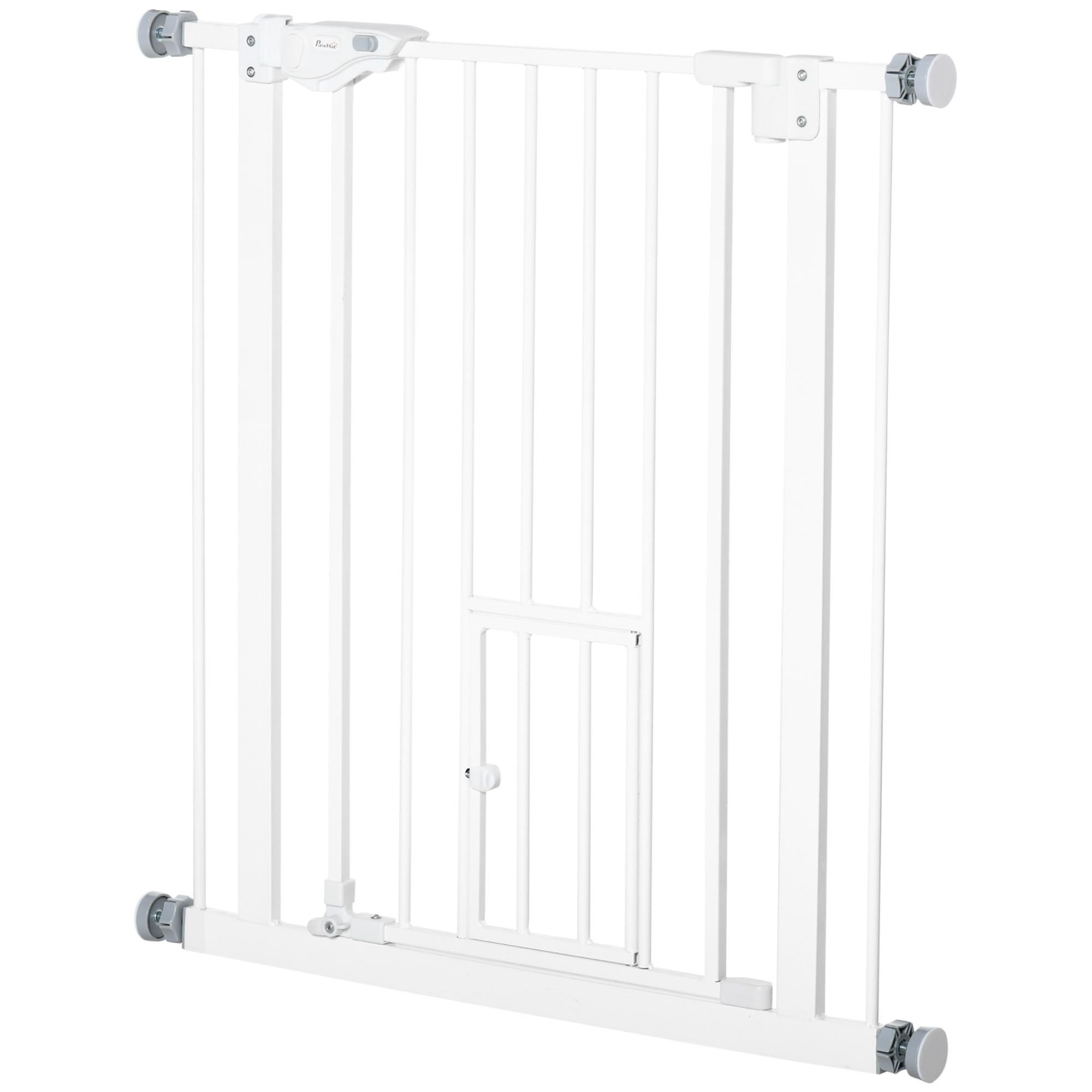 29-31.5 inch white cat gate with auto-close door