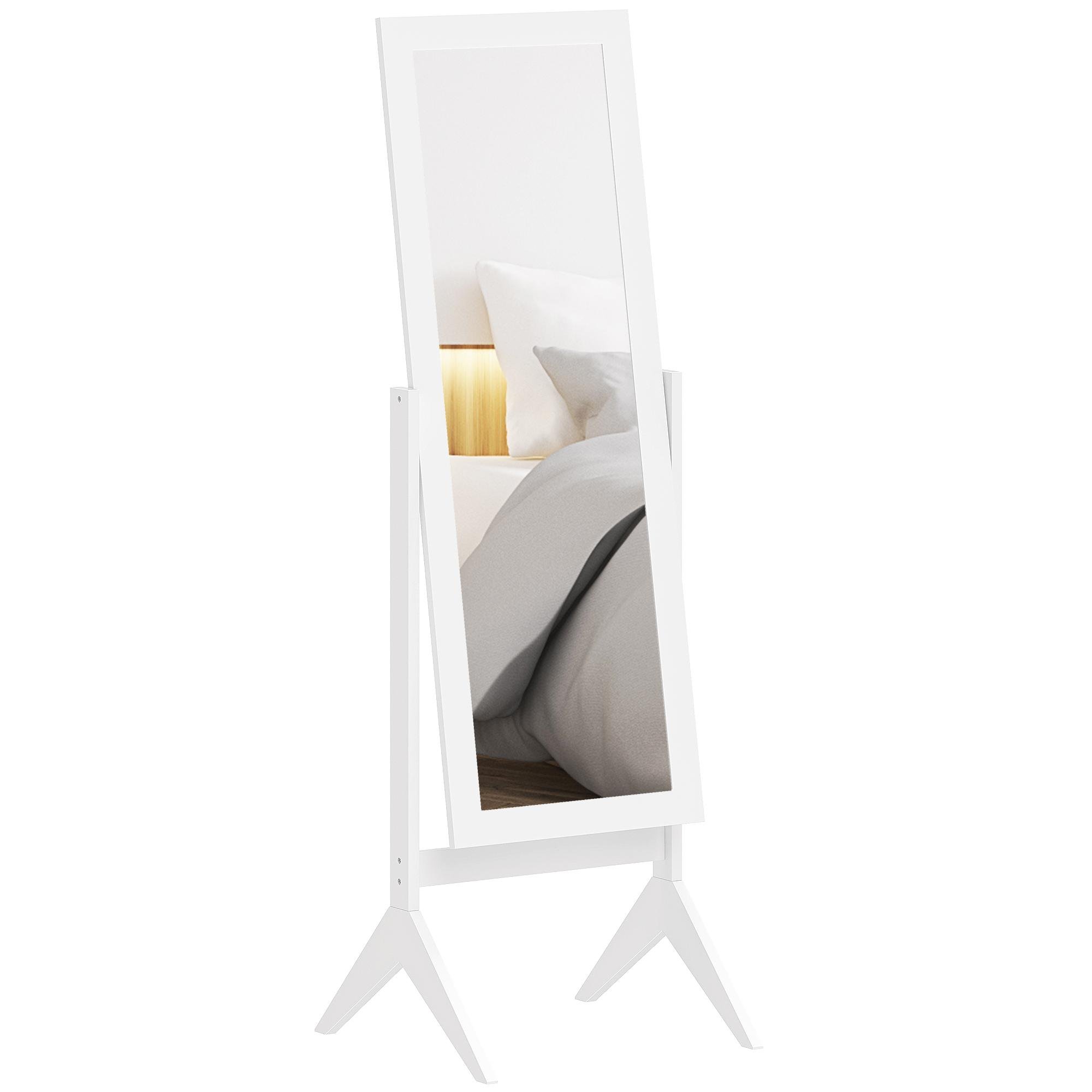 White Rectangular Standing Mirror with Two Adjustable Angles