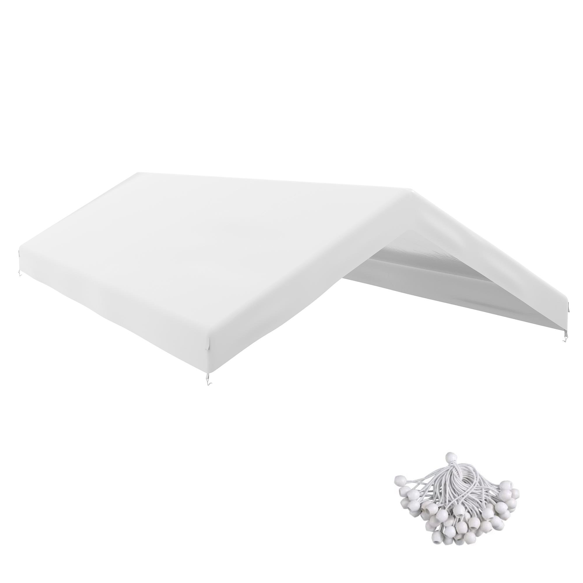 White 10x20 PE Canopy Replacement Cover for Carports