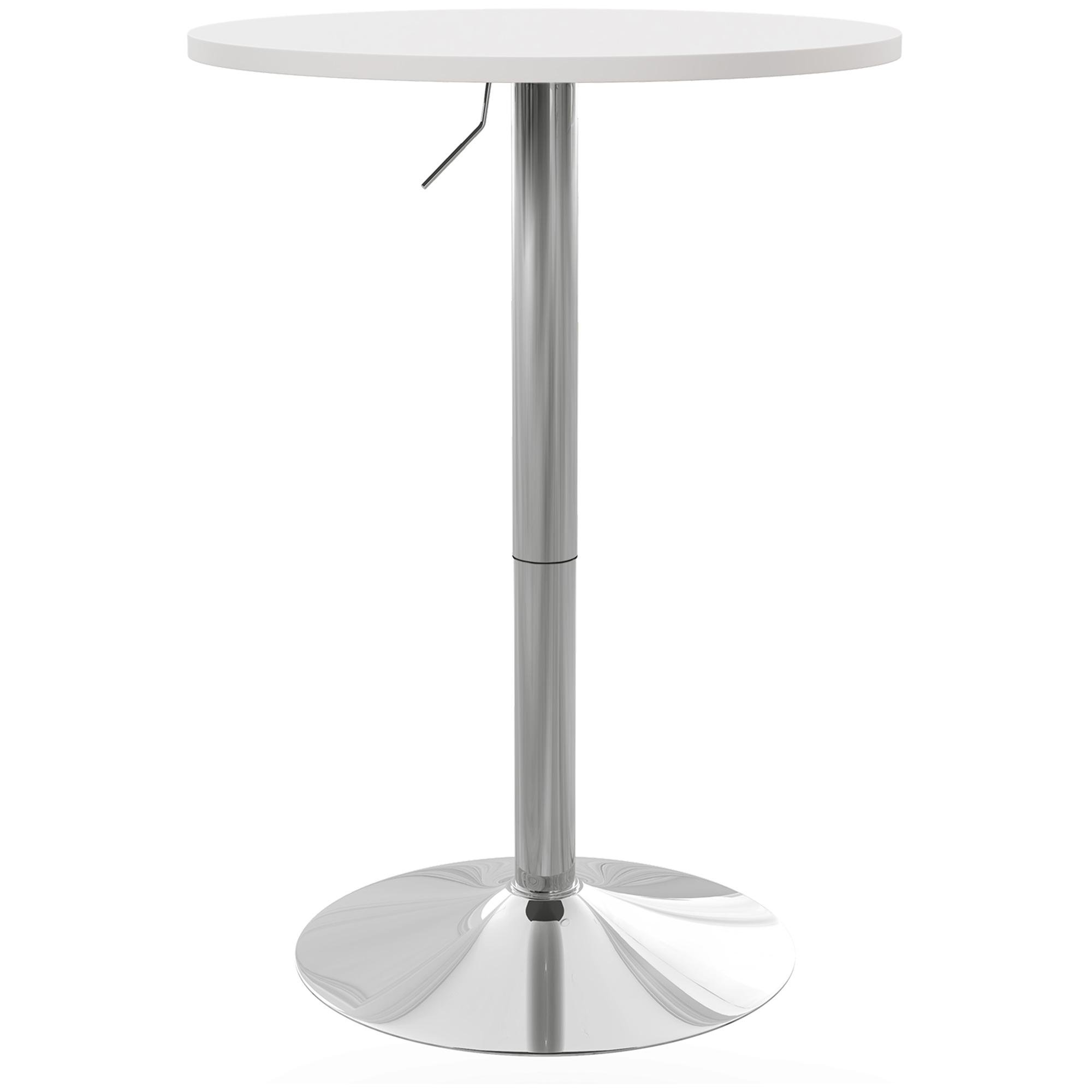 White Adjustable Bar Table with Swivel Top for Two
