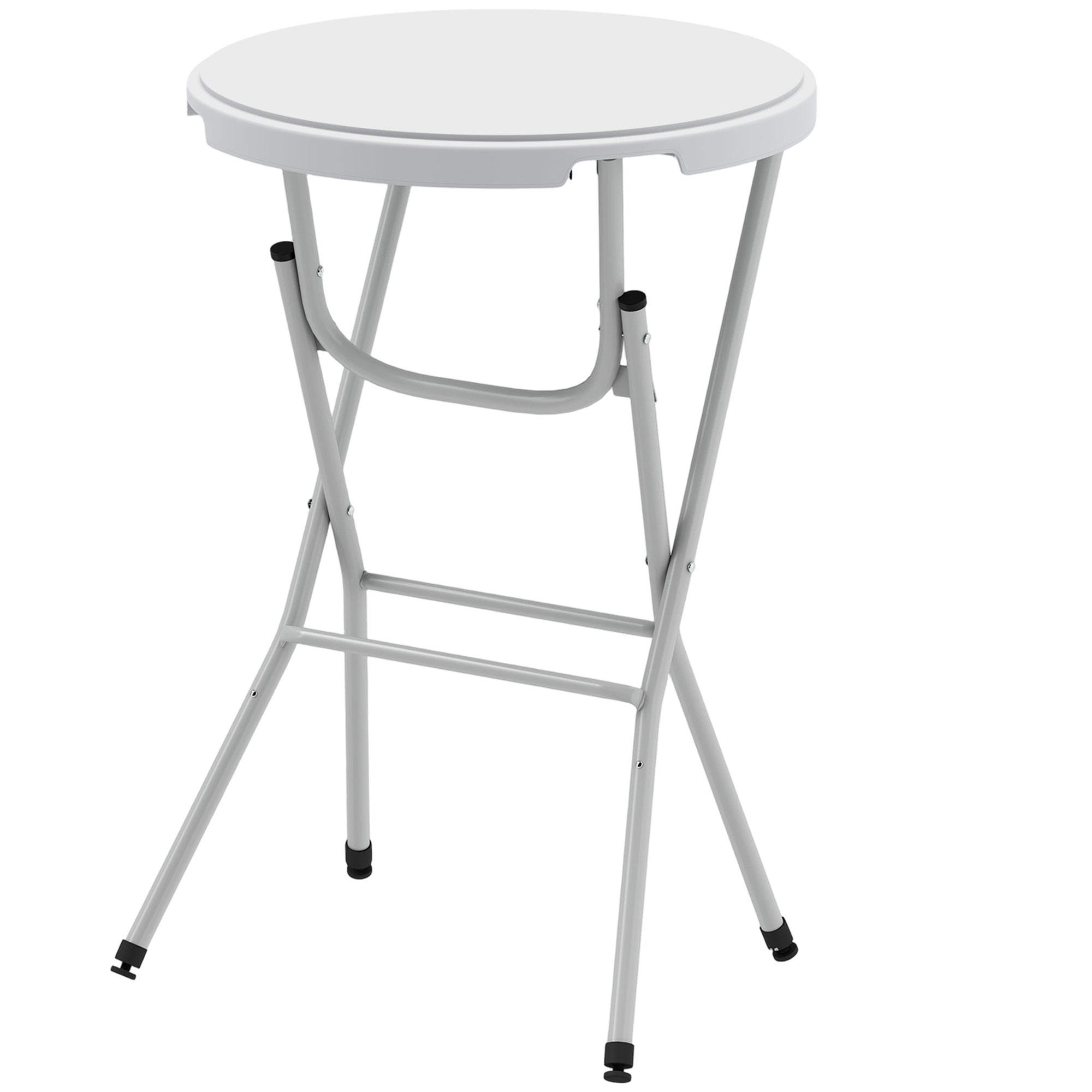 White HDPE Bar Table, 31.5-Inch Folding Patio Table