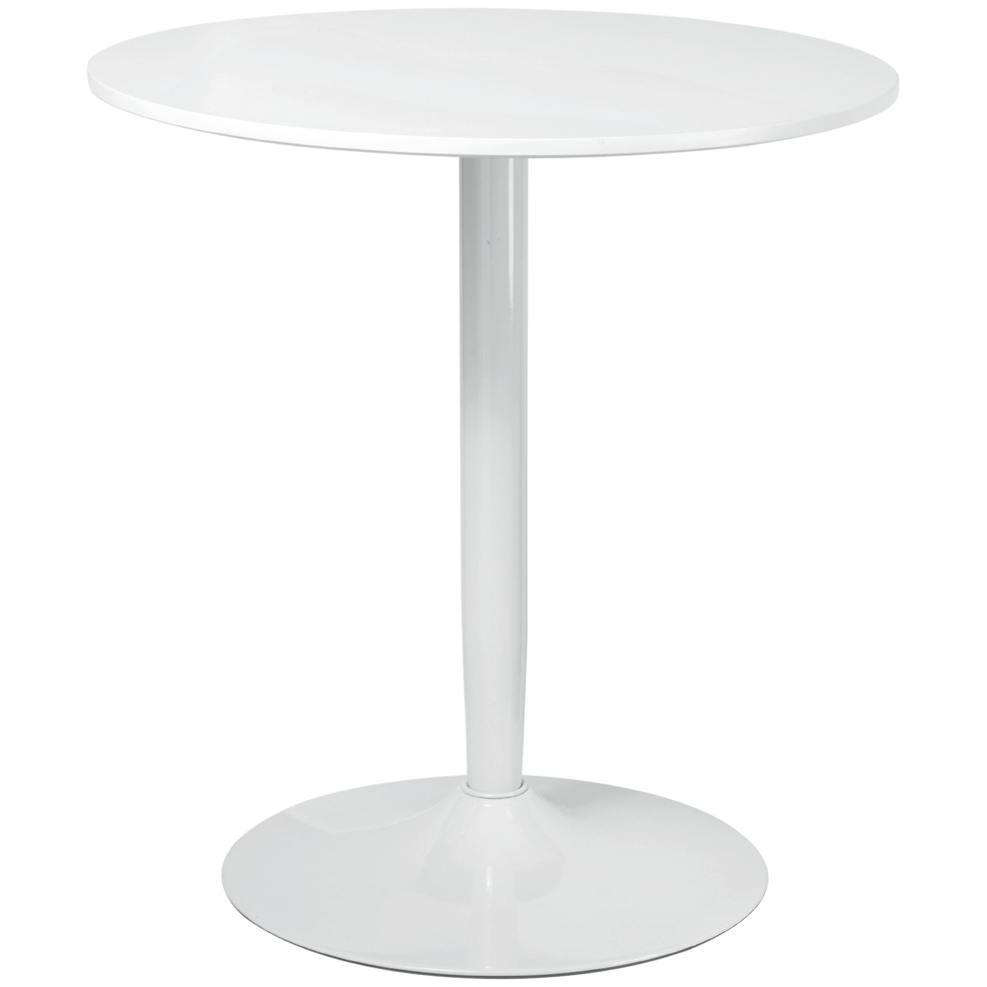 White Two Seat Dining Table with Powder-Coated Steel Base