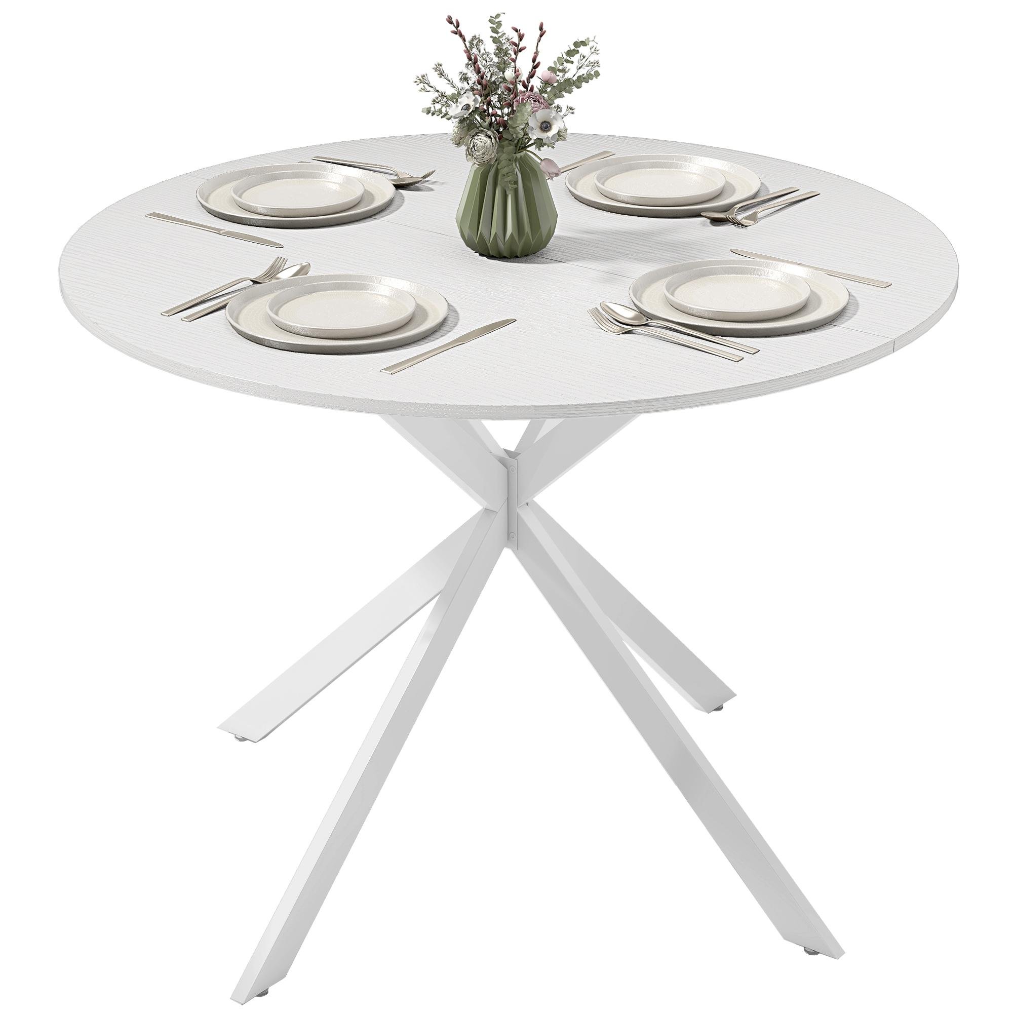 White Oak 40 Inch Table with X-Shaped Steel Legs