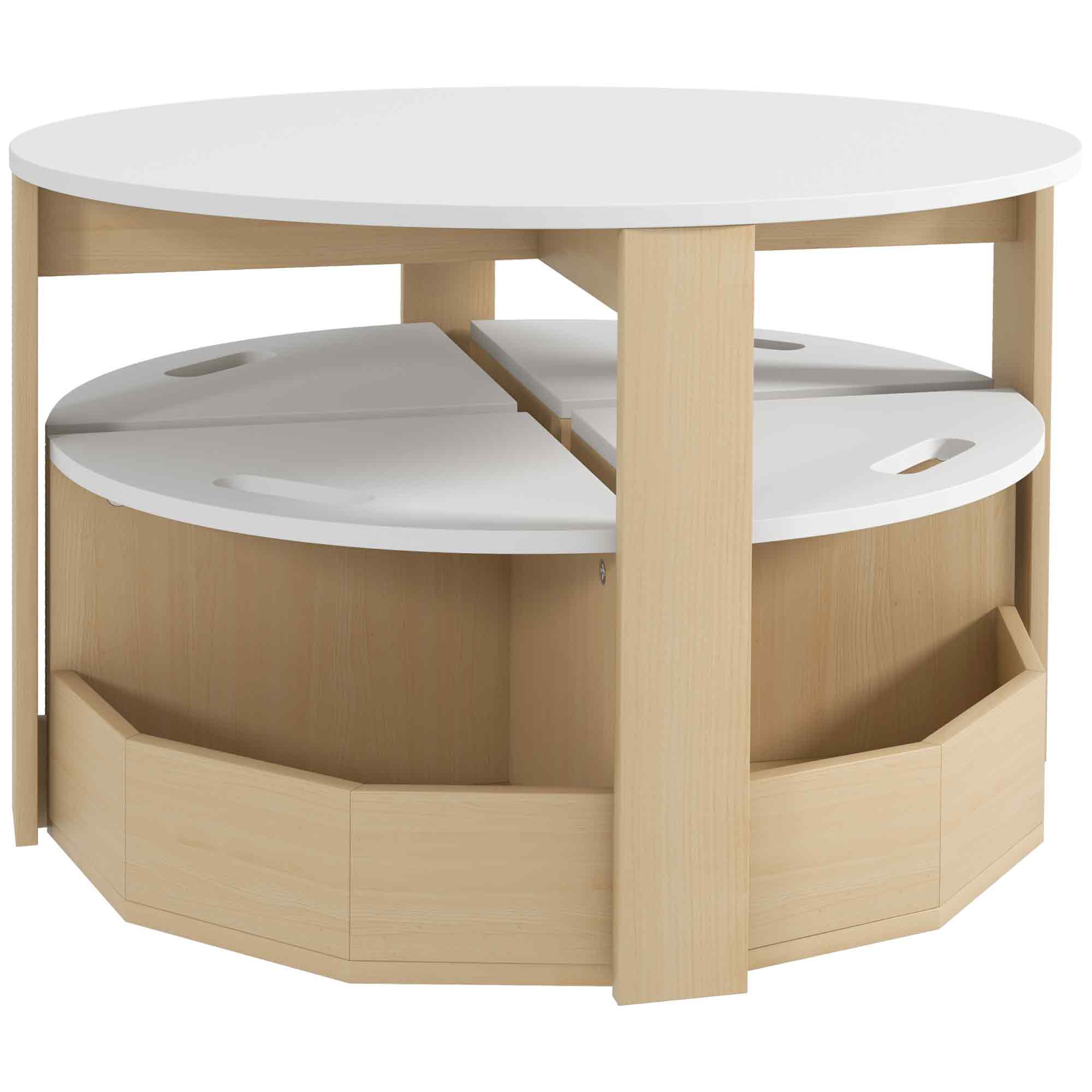 White Kids Table Chair Set with Storage for Ages 3-8