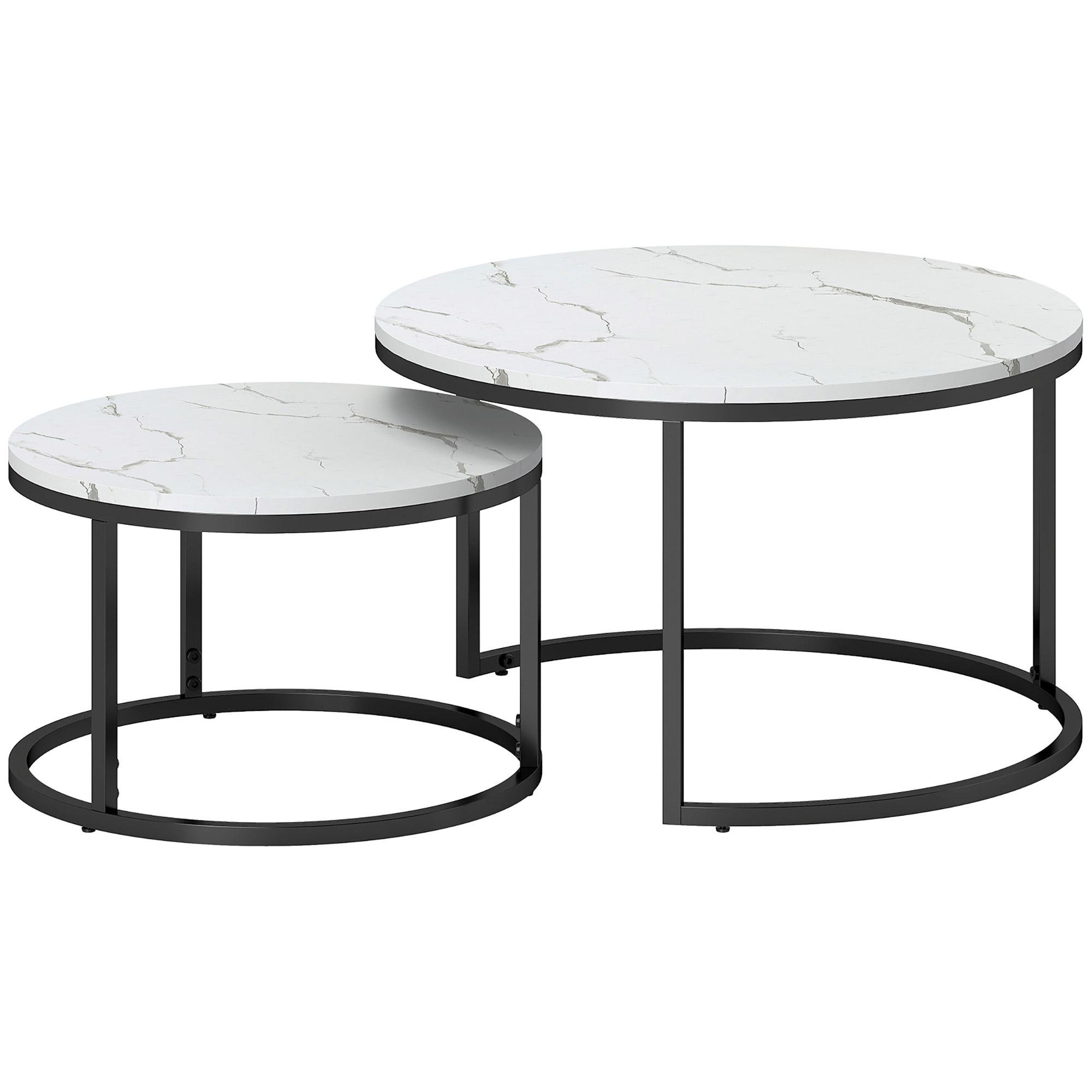 white nesting coffee tables with Metal Base, Set of 2