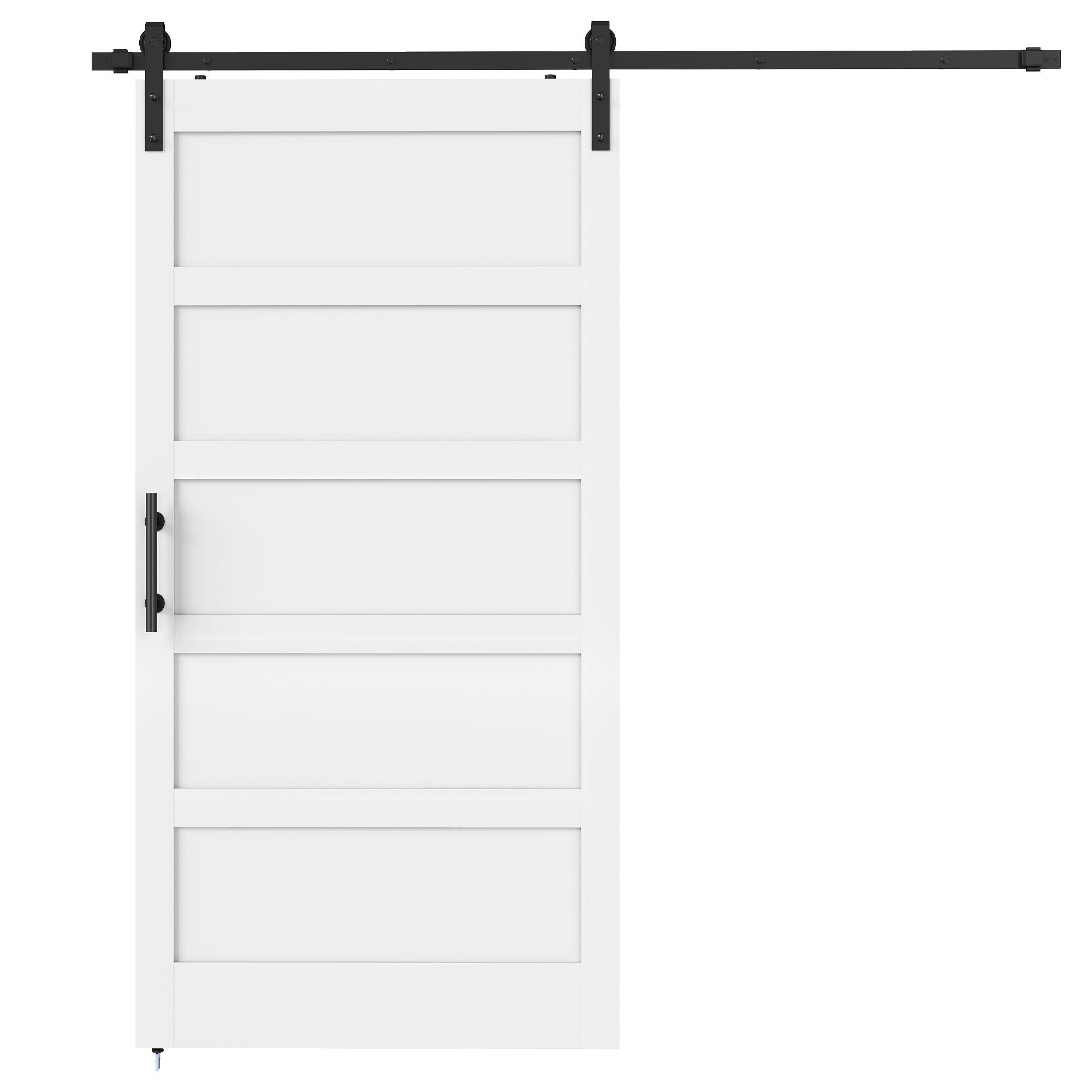 White Shaker Sliding Barn Door with Hardware Kit, 42 x 84 in