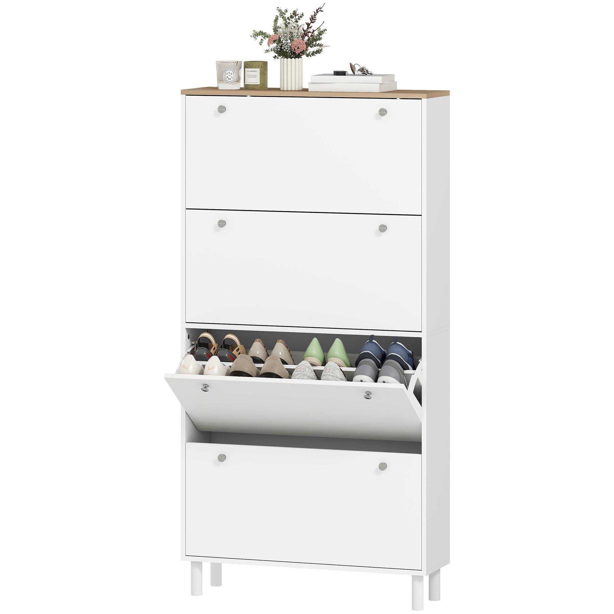 White Oak 24 Pair Cabinet with Four Flip Drawers