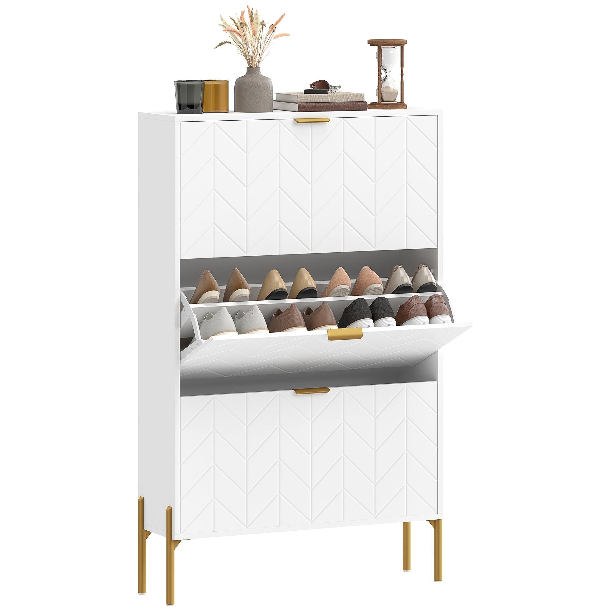 White Chevron 18 24 Cabinet with Flip Drawers