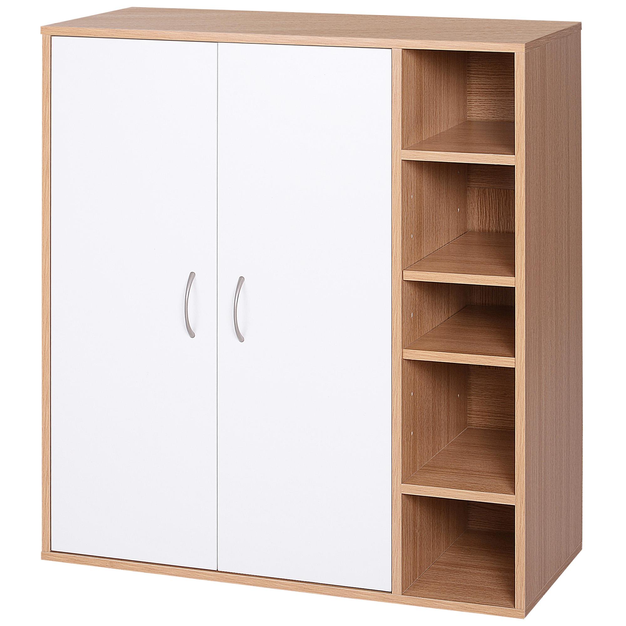 14 Pair White Shoe Cabinet with Adjustable Shelves