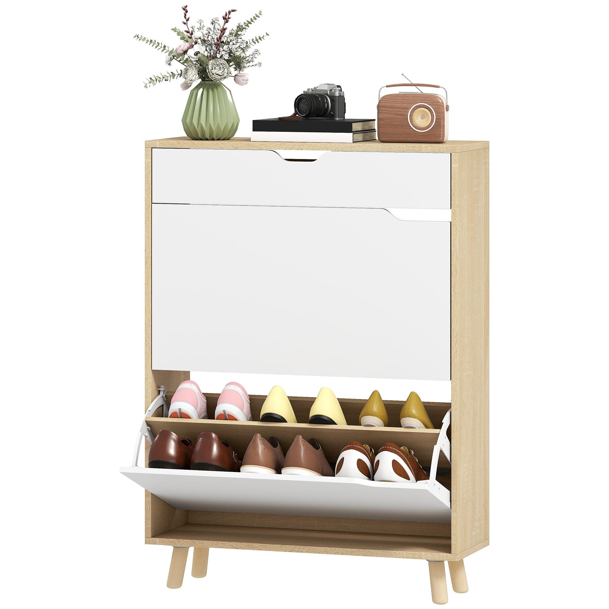 White Two Flip Drawer Cabinet for 12 Pairs