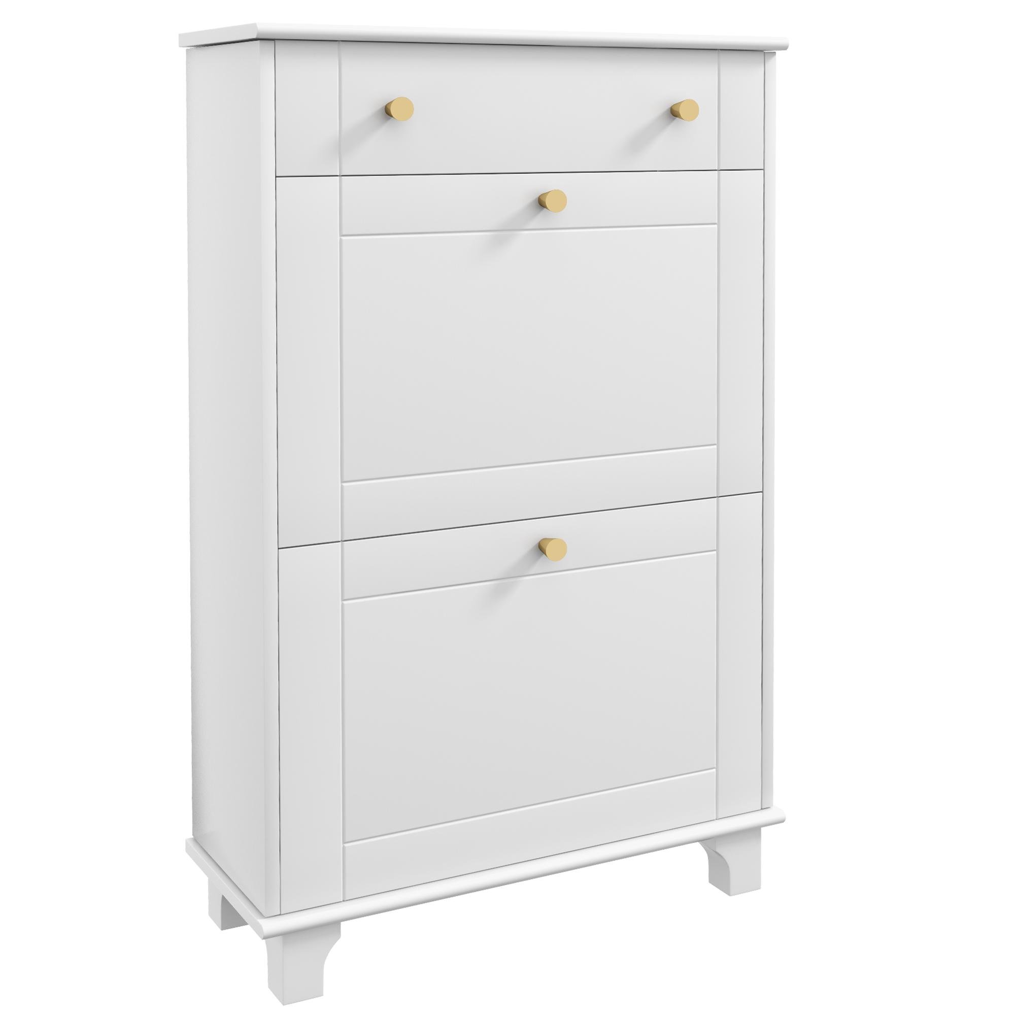 White 8 Pair Flip Cabinet with Adjustable Shelves