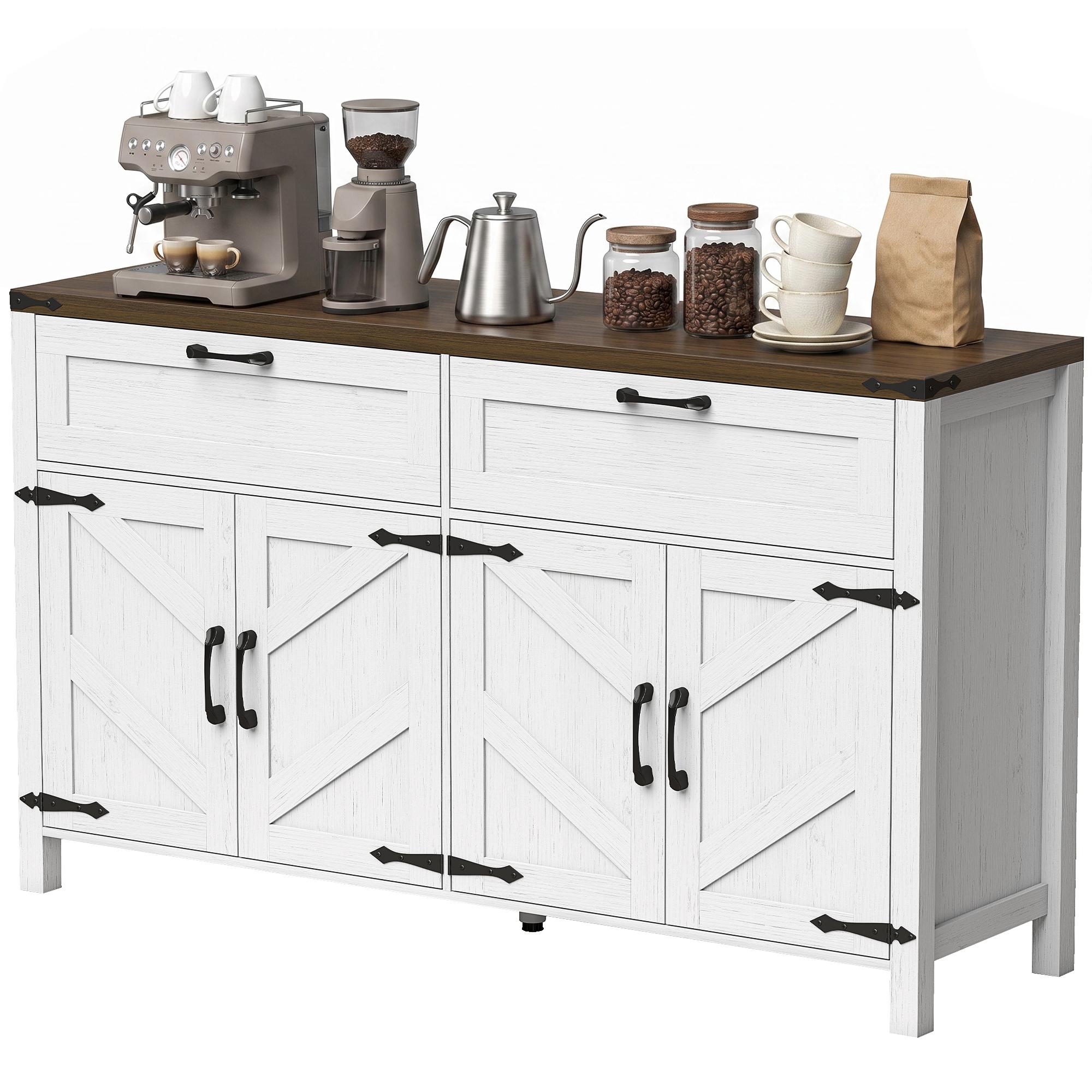 White 55 Inch Sideboard with Adjustable Storage