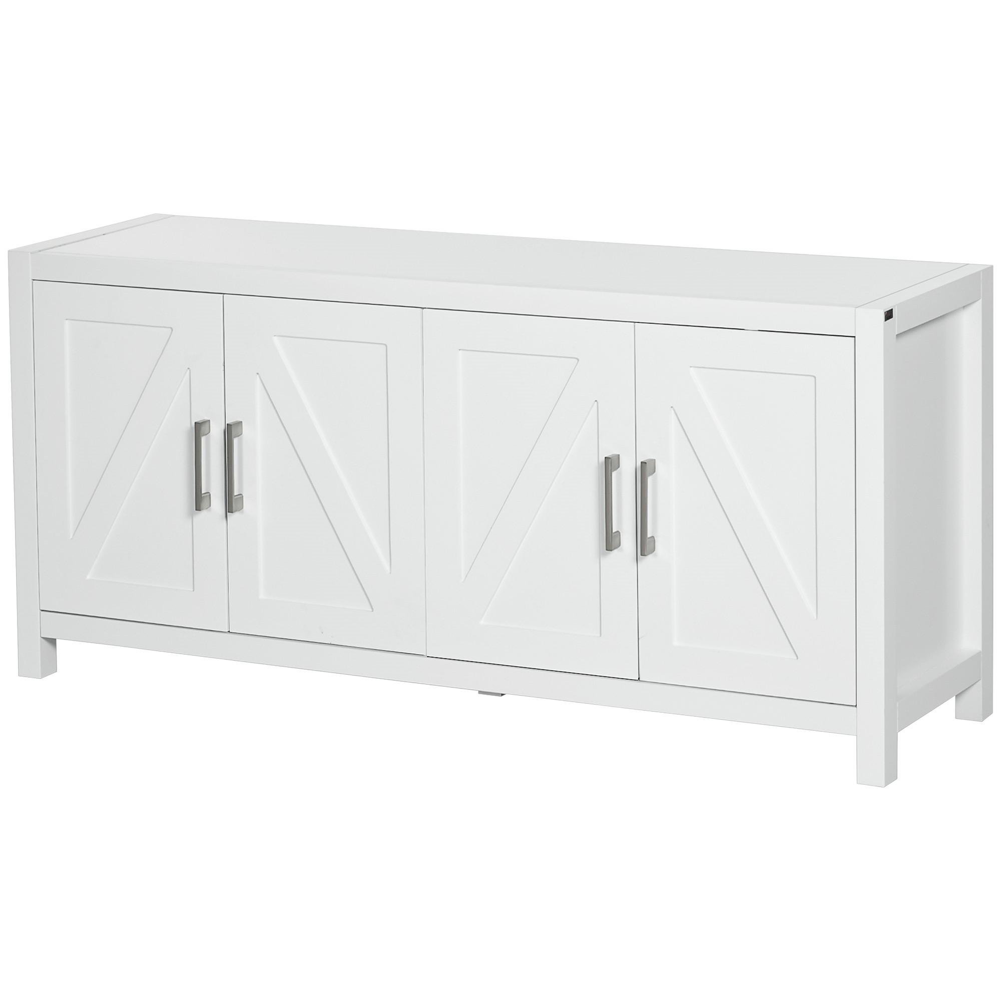 Large White Barn Door Sideboard with TV Storage
