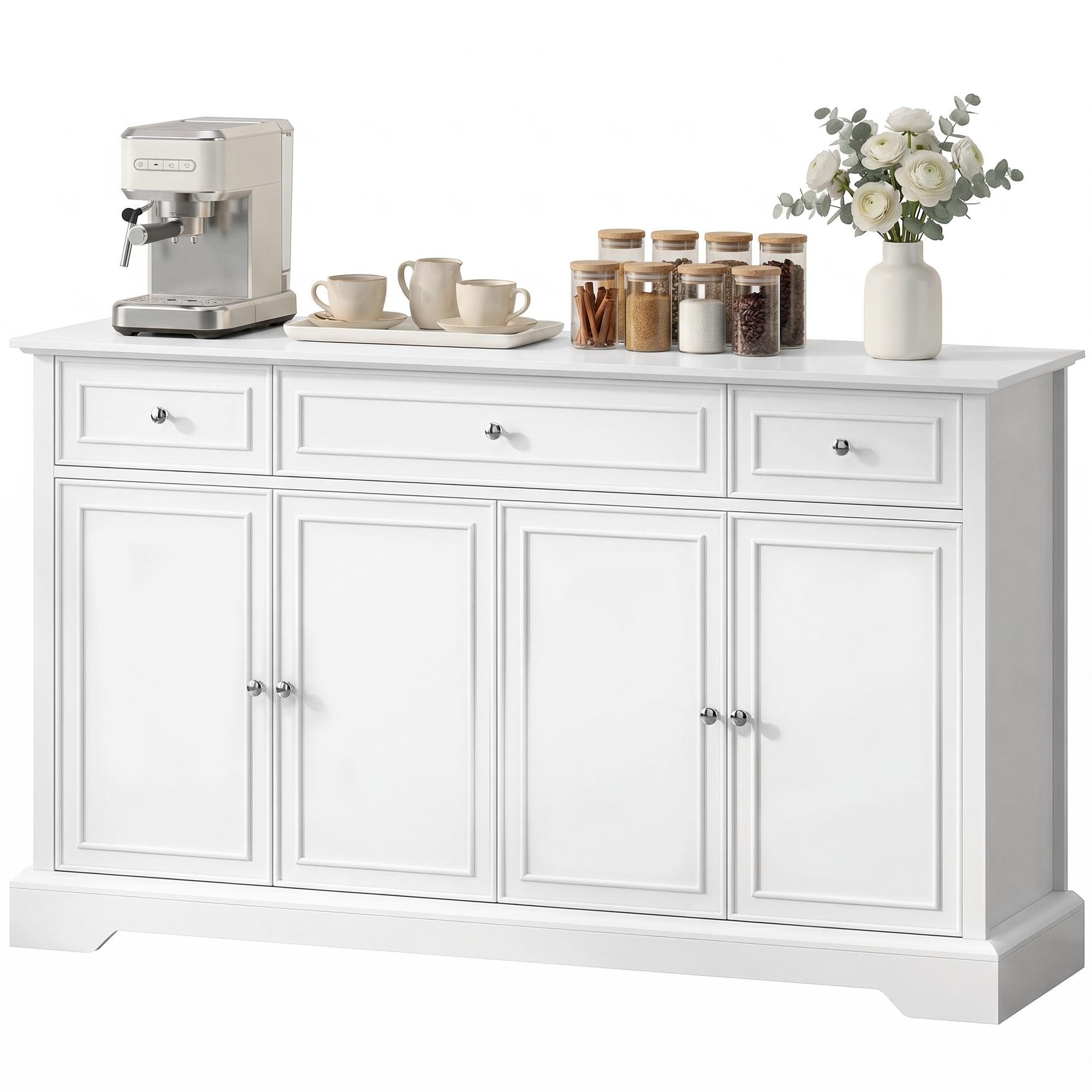 White 53.5 Inch Sideboard with Soft-Close Doors