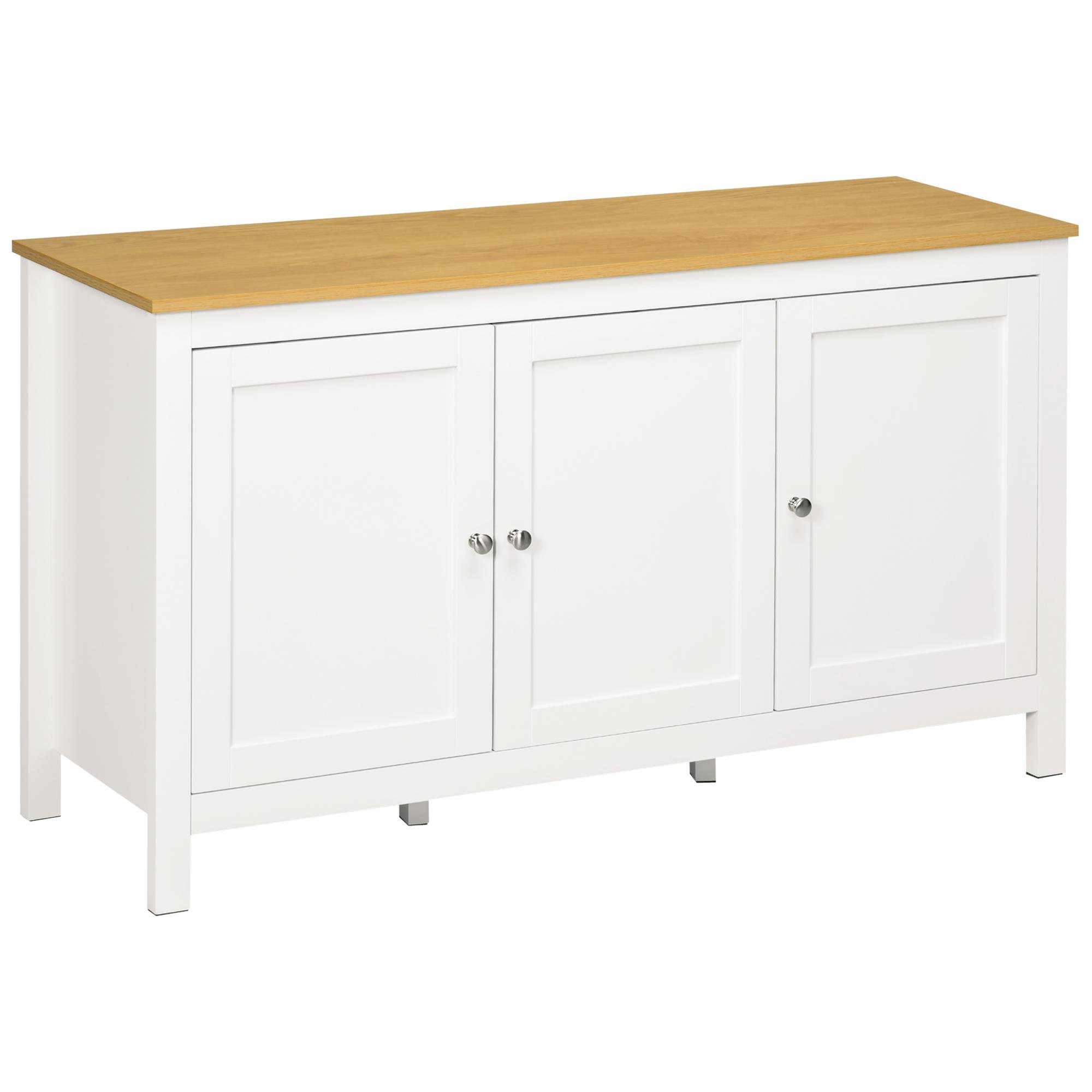 White Natural Door Sideboard with Adjustable Shelves