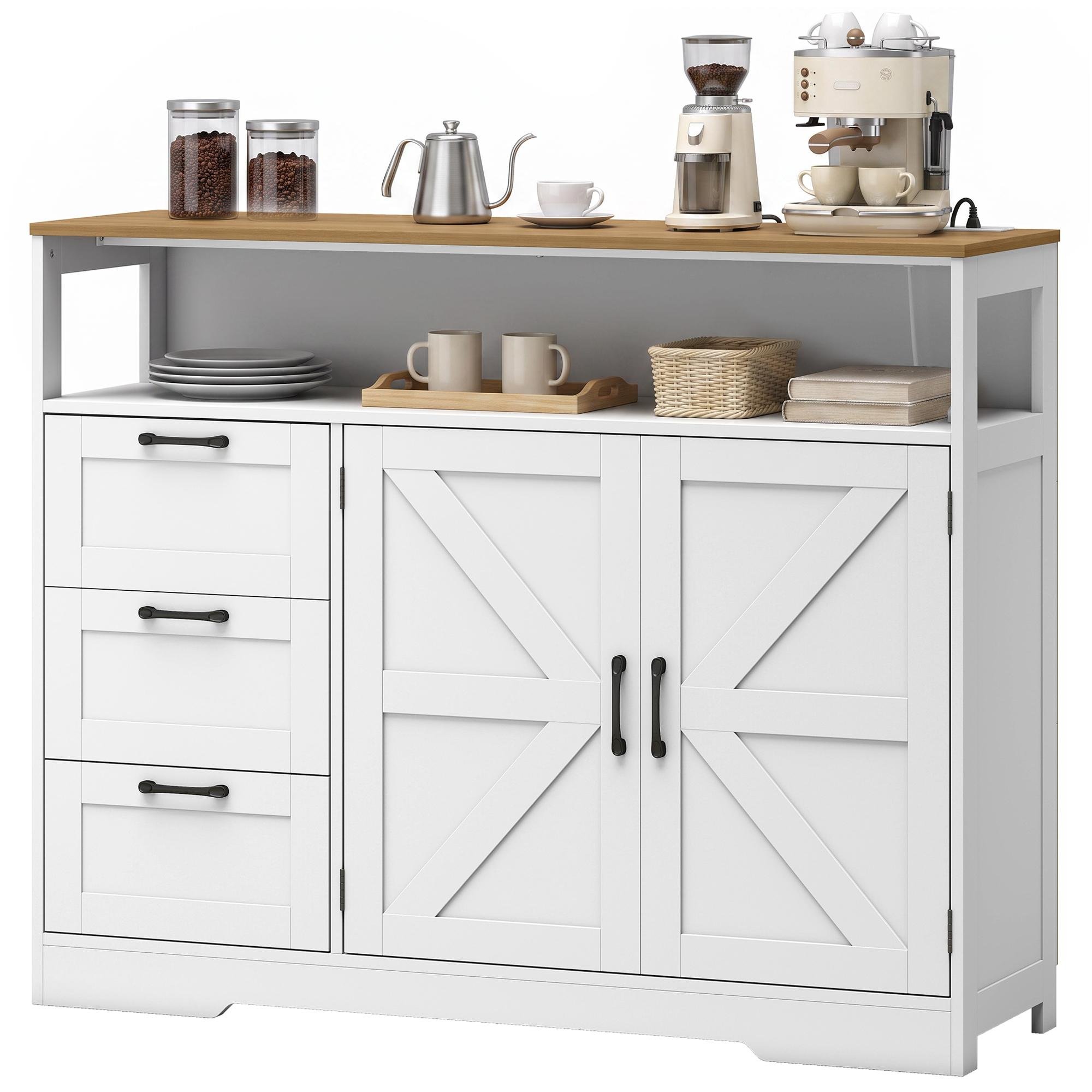 White Charging Station Sideboard, 47.2-Inch Storage