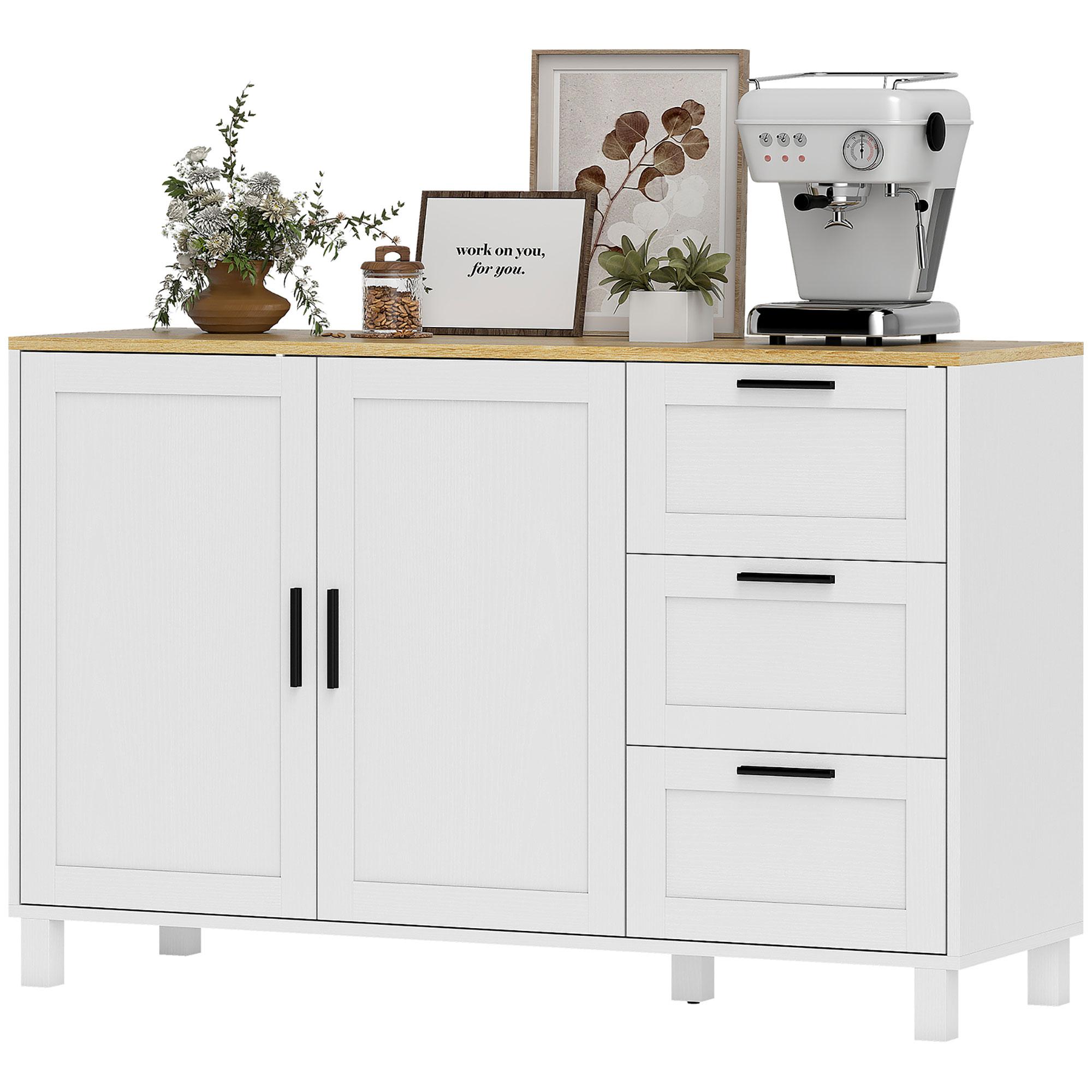 White 47.2 Inch Sideboard with Soft-Close Doors