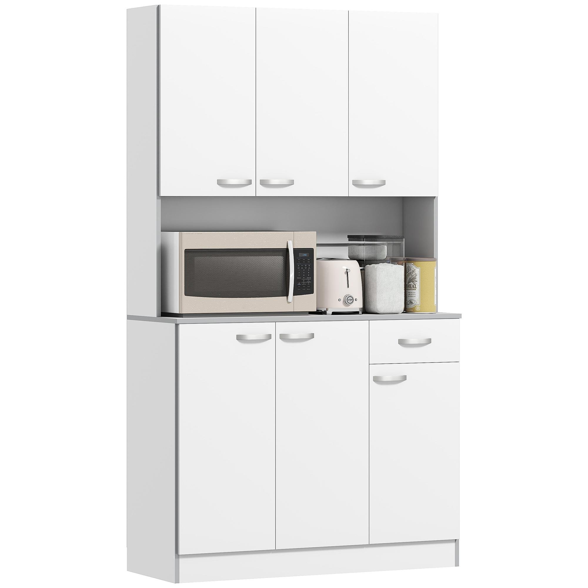 White Six Door Pantry with Open Appliance Counter
