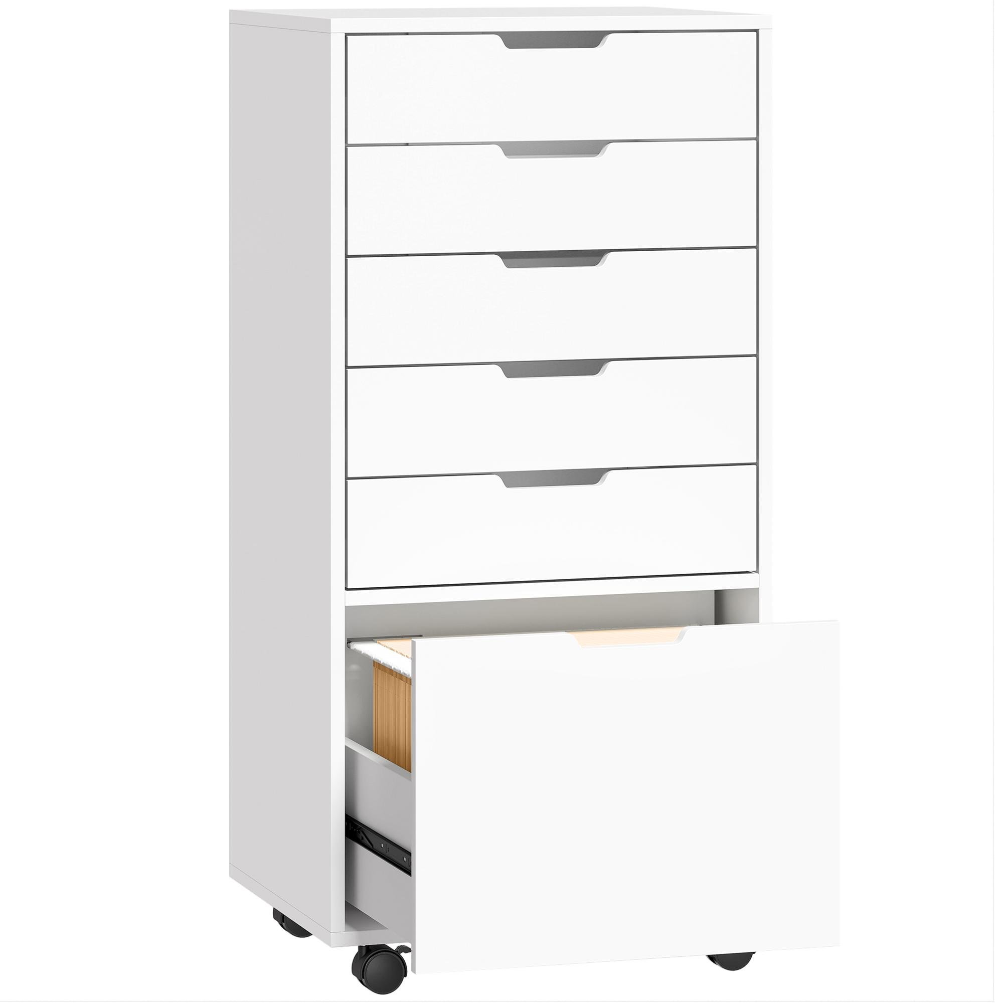 White Six Drawer Printer Cabinet with Mobile Filing Storage
