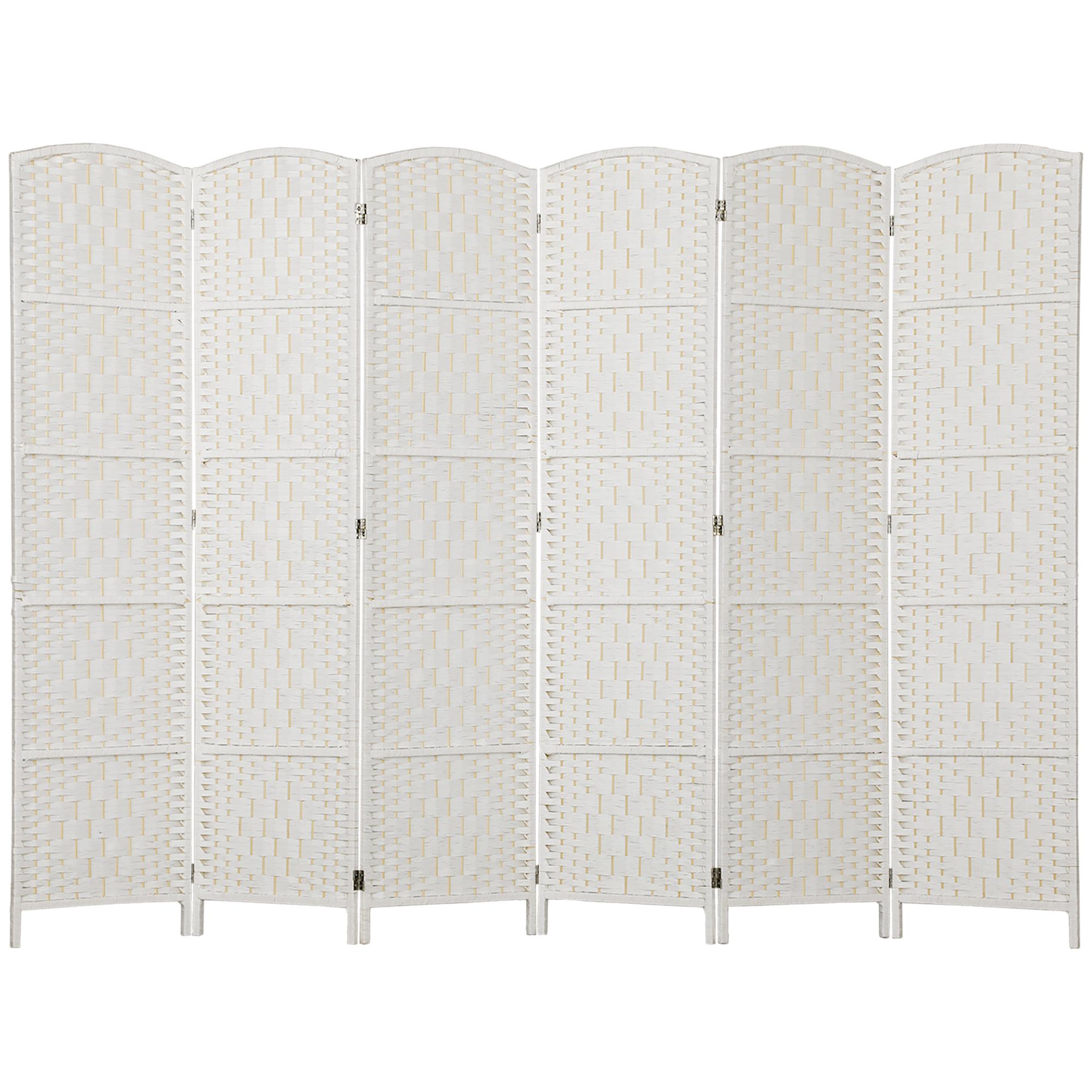 White Wicker Six Panel Screen for Flexible Room Division