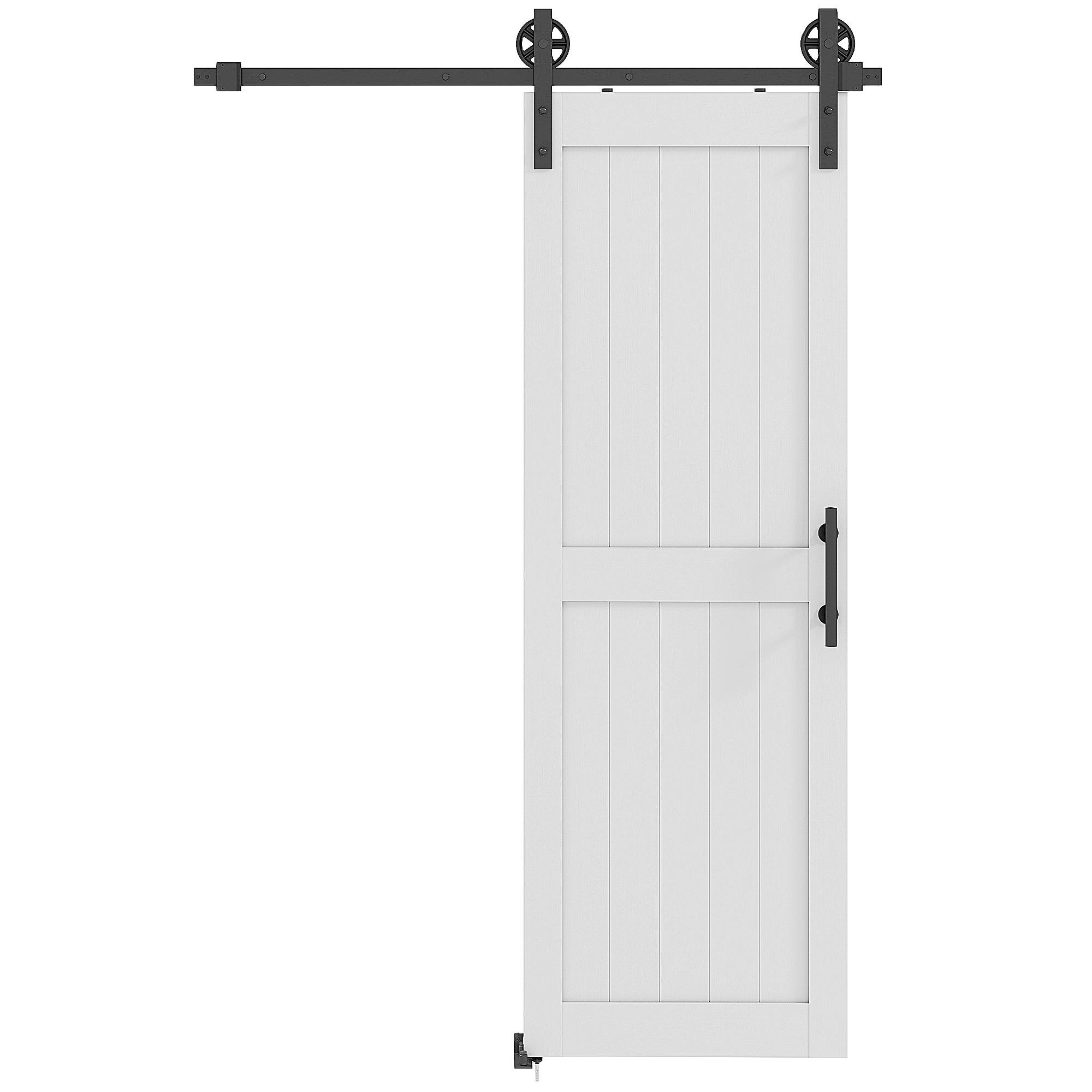 White MDF barn door with 5-Foot Hardware Kit