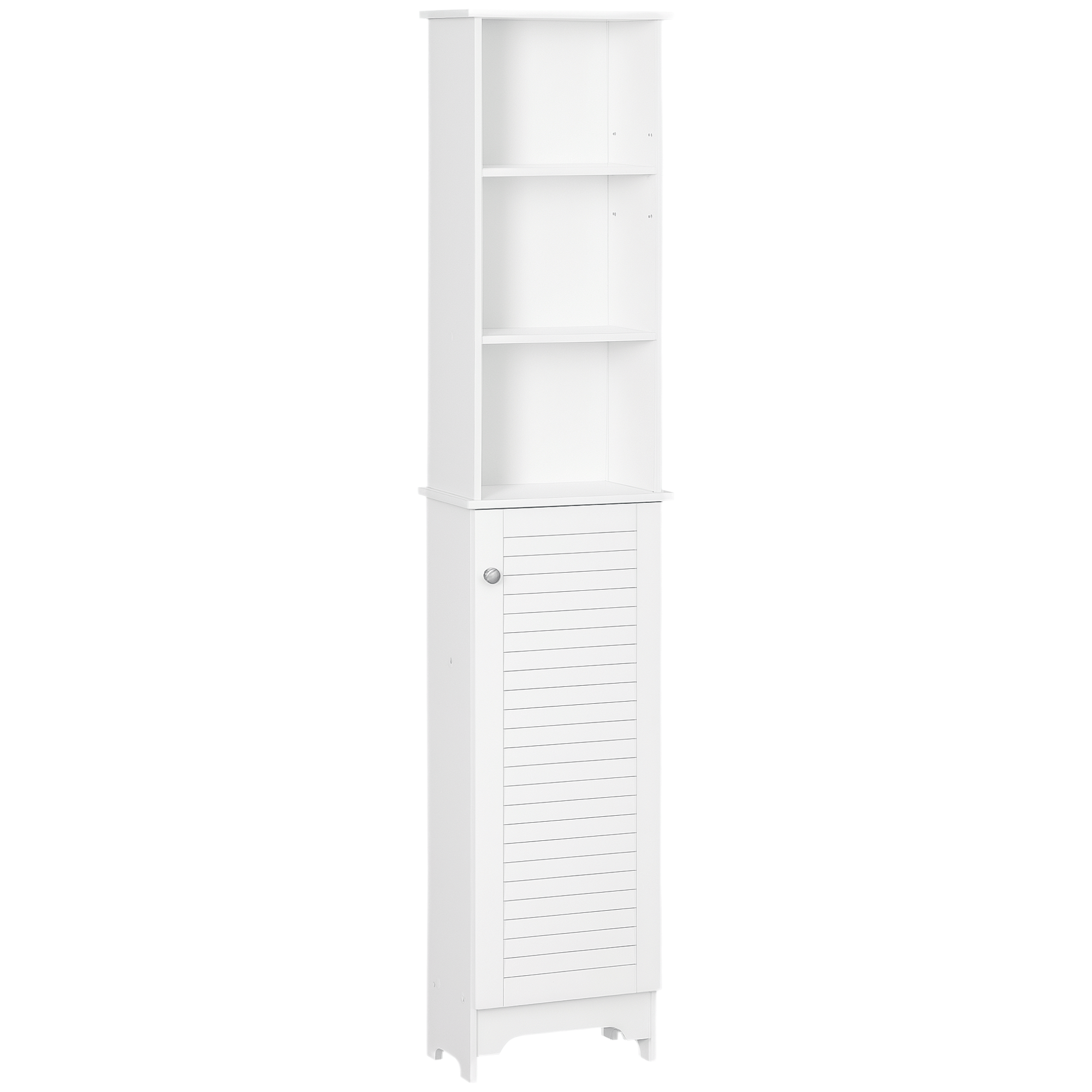 White Bathroom Storage Tower with Adjustable Shelves