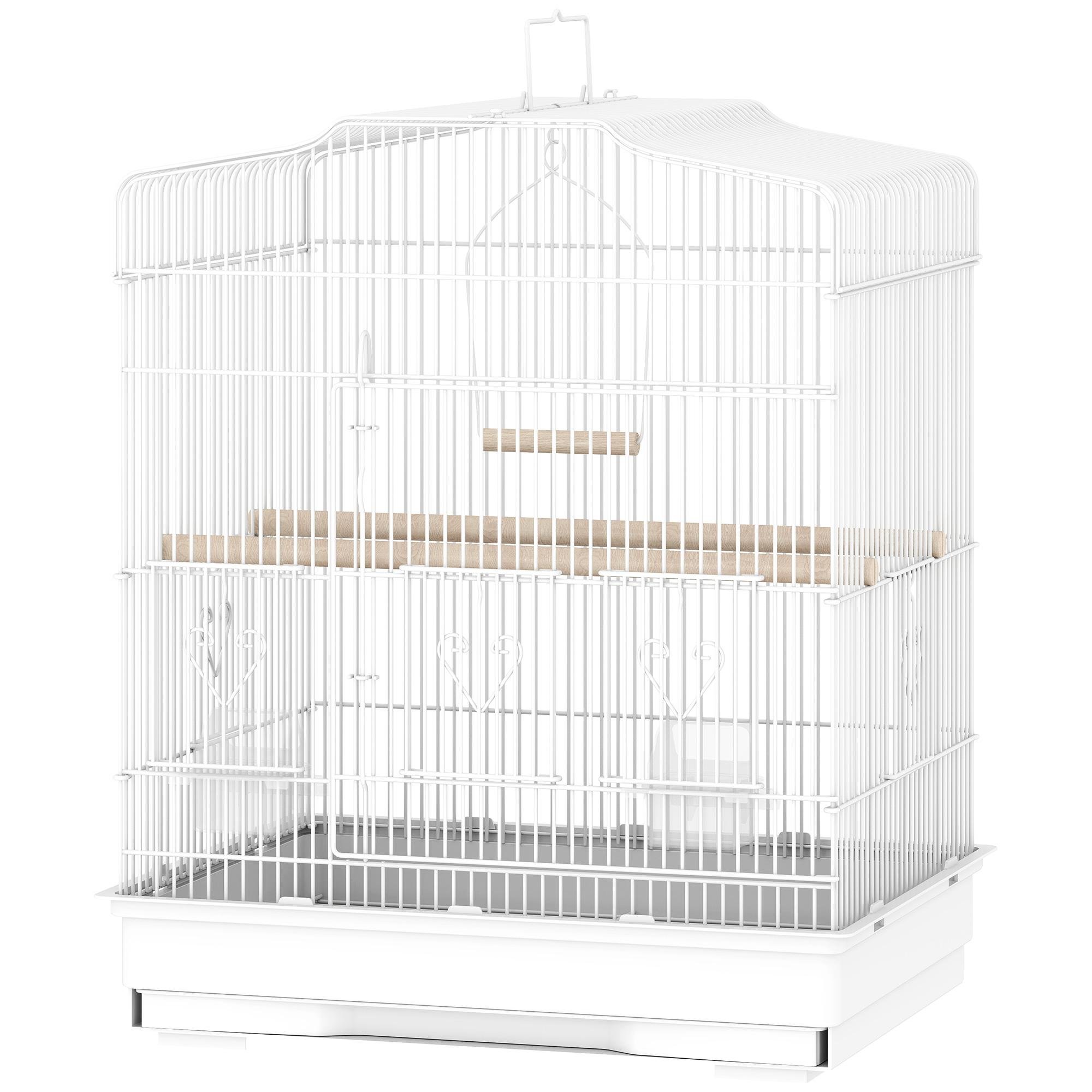 White Small Bird Cage with 5 Doors, 23.2-Inch