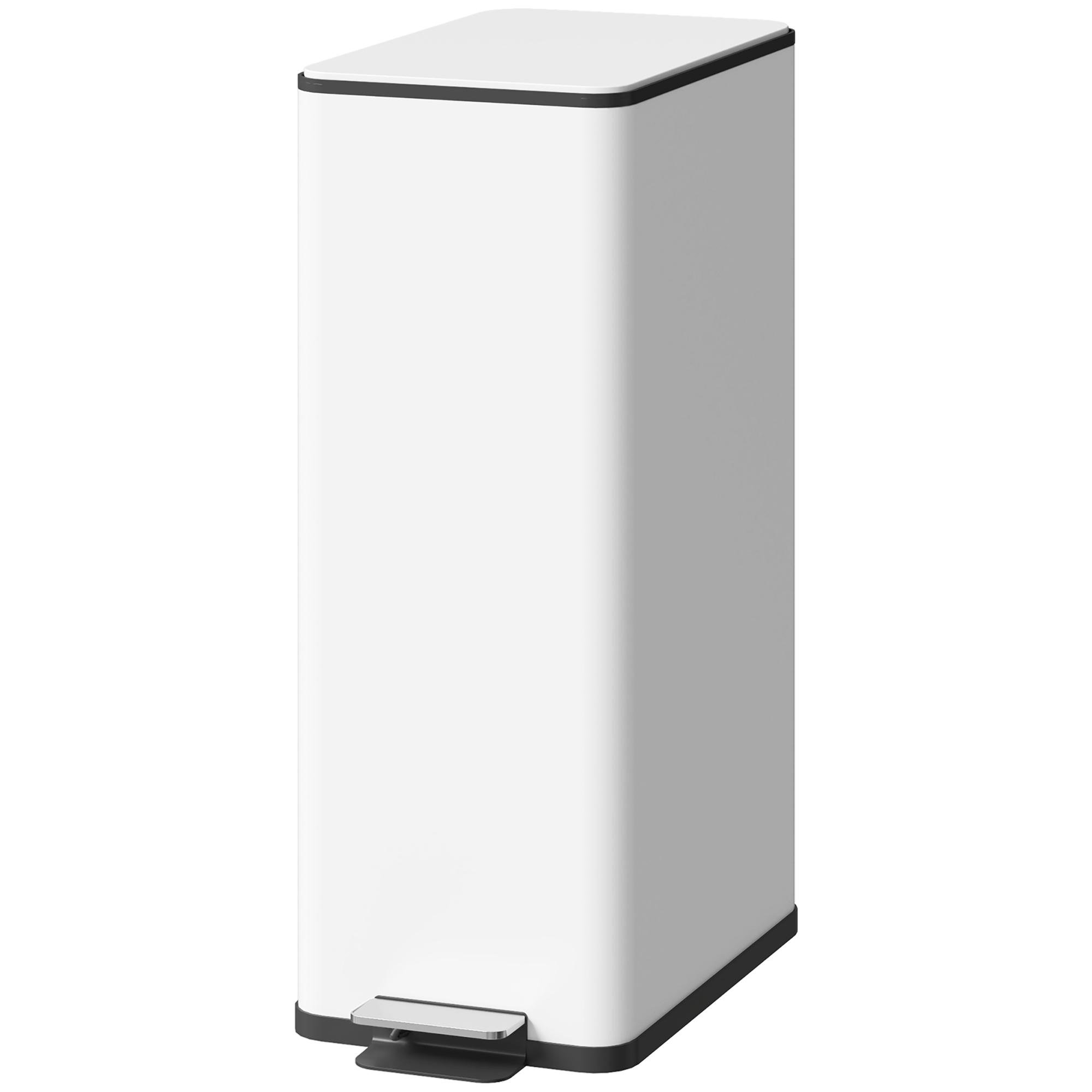 White 20L Stainless Steel Bin with Soft-Close Lid