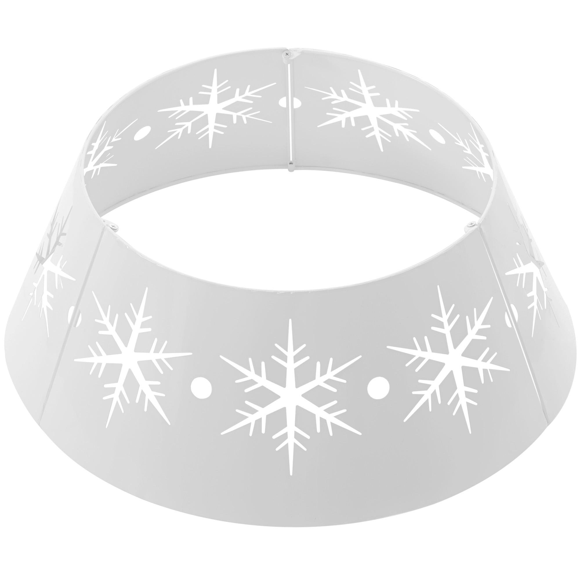 White Snowflake Tree Collar, 26-Inch Steel Base Cover