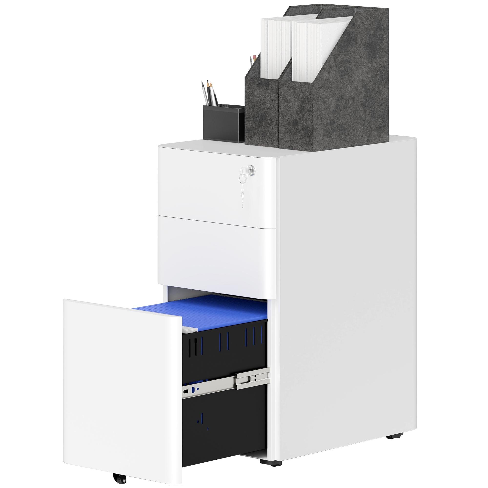 White Lockable Steel Cabinet with 3 Drawers