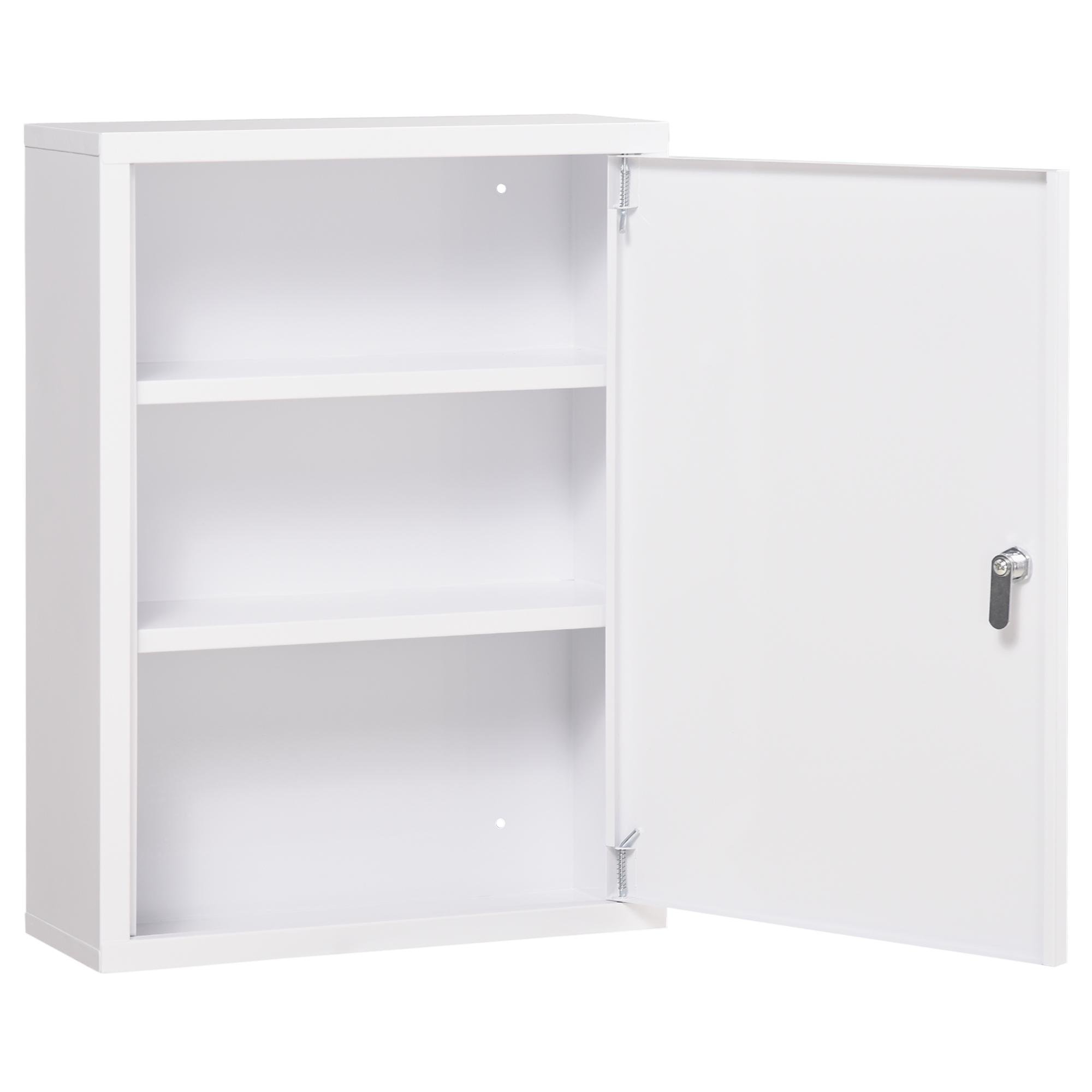 White 3 Tier Steel Cabinet with Lock, 2 Keys