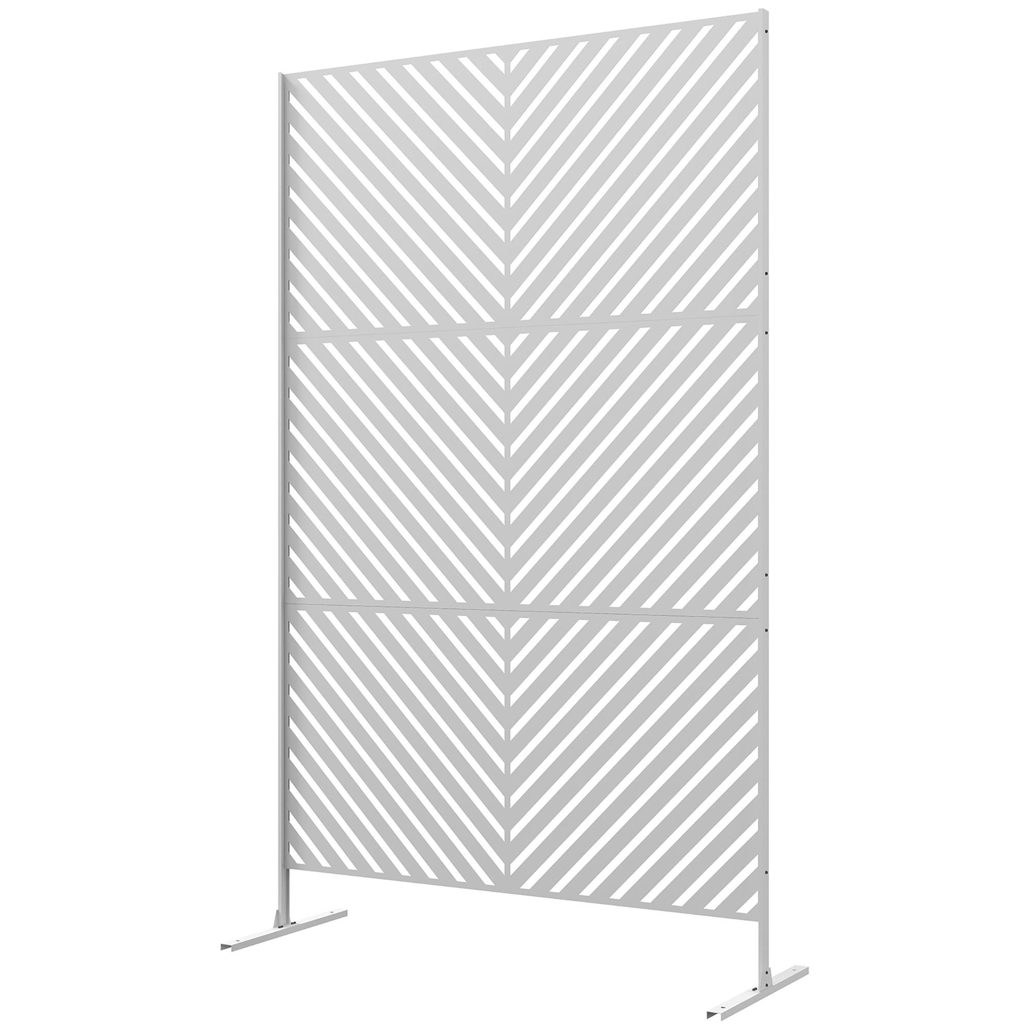 White Triangle Steel Privacy Screen with Stand, 78-Inch Outdoor Divider