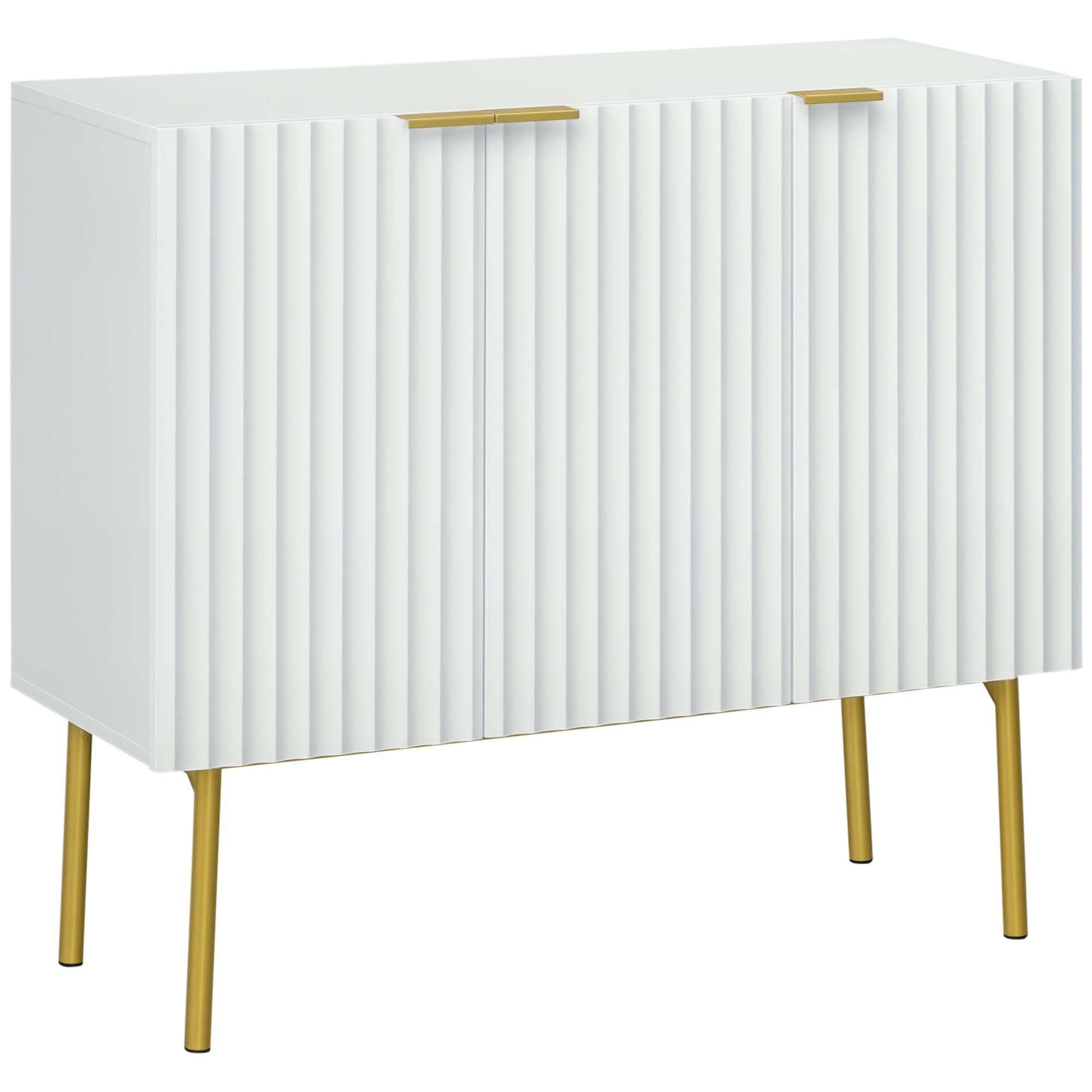 White engineered wood cabinet with adjustable shelves, 35.4 in
