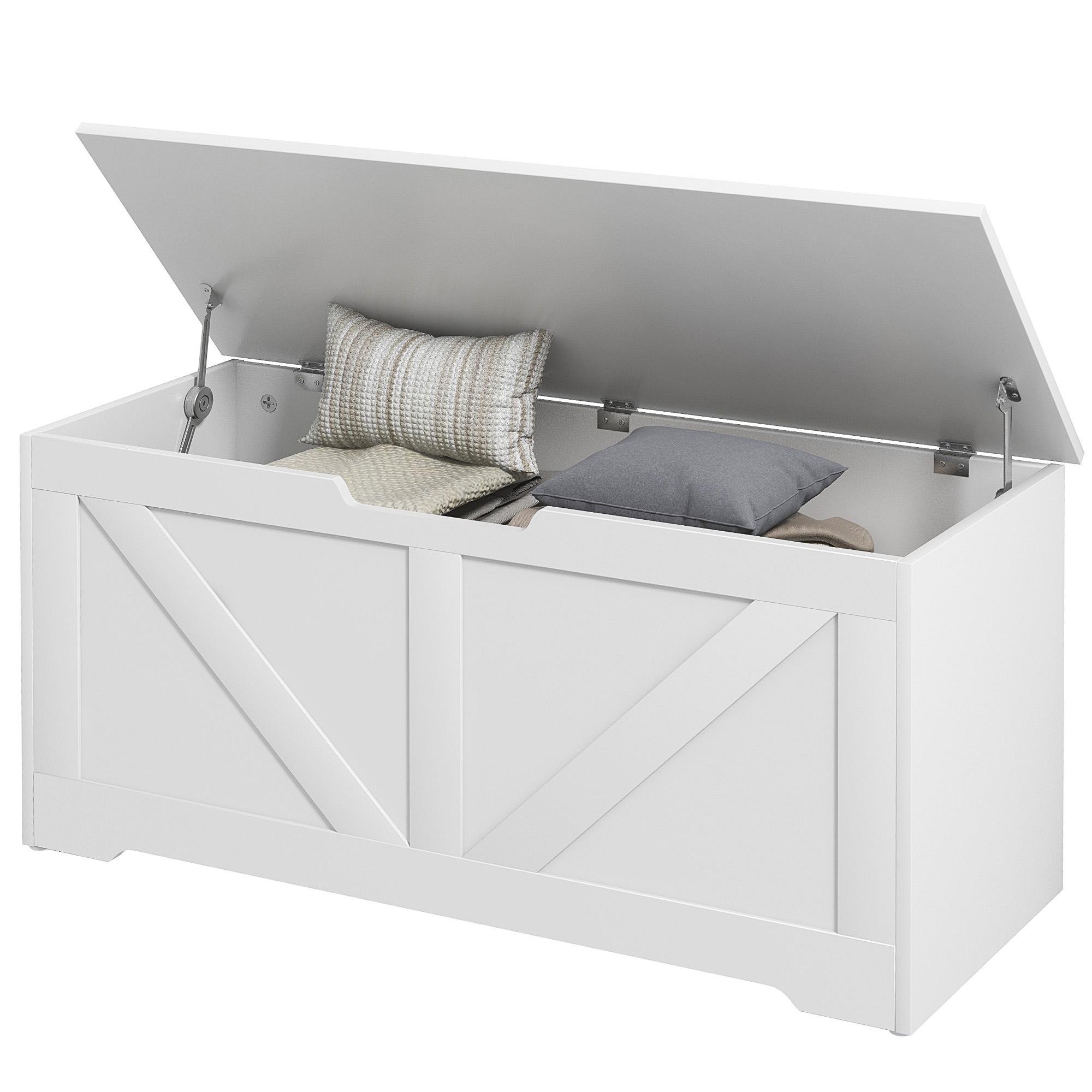 White 127 Litre Storage Trunk with Safety Hinges