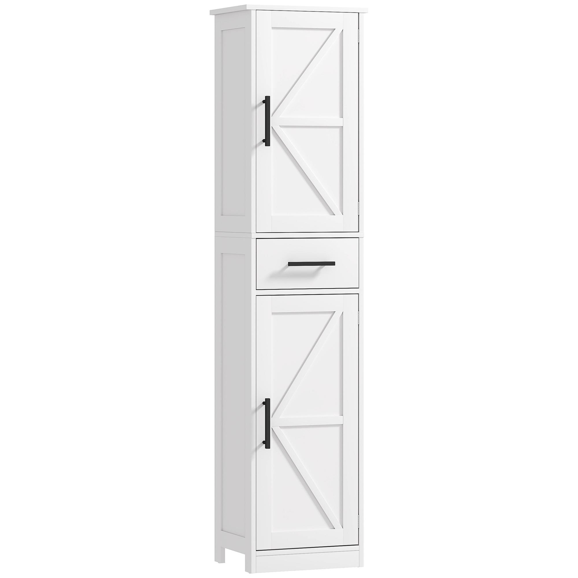 White Tall Bathroom Cabinet with Adjustable Shelves