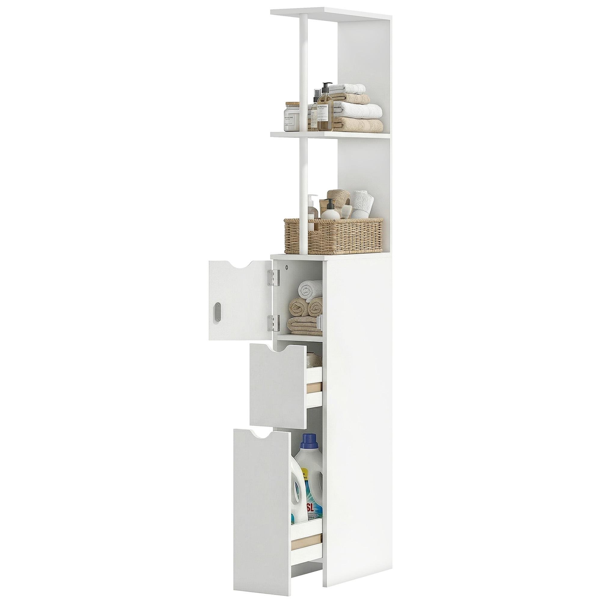 White 5.9 Inch Bathroom Cabinet with 5-Tier Storage