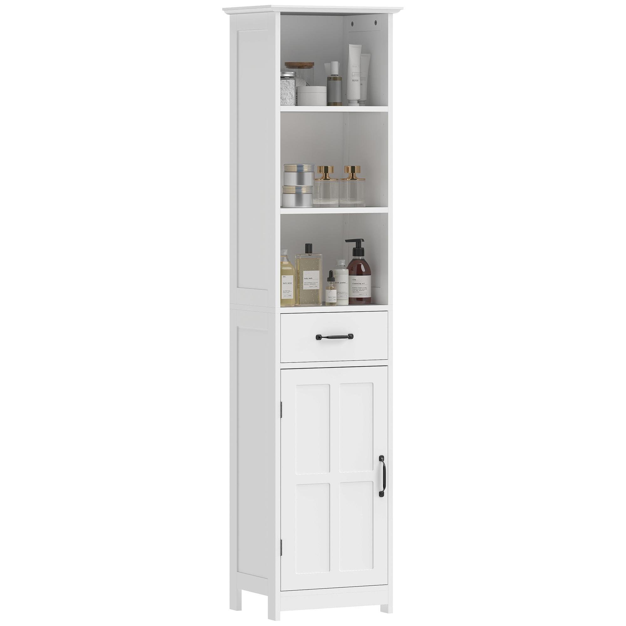 White 64.6 Inch Bathroom Cabinet with Drawer for Small Spaces