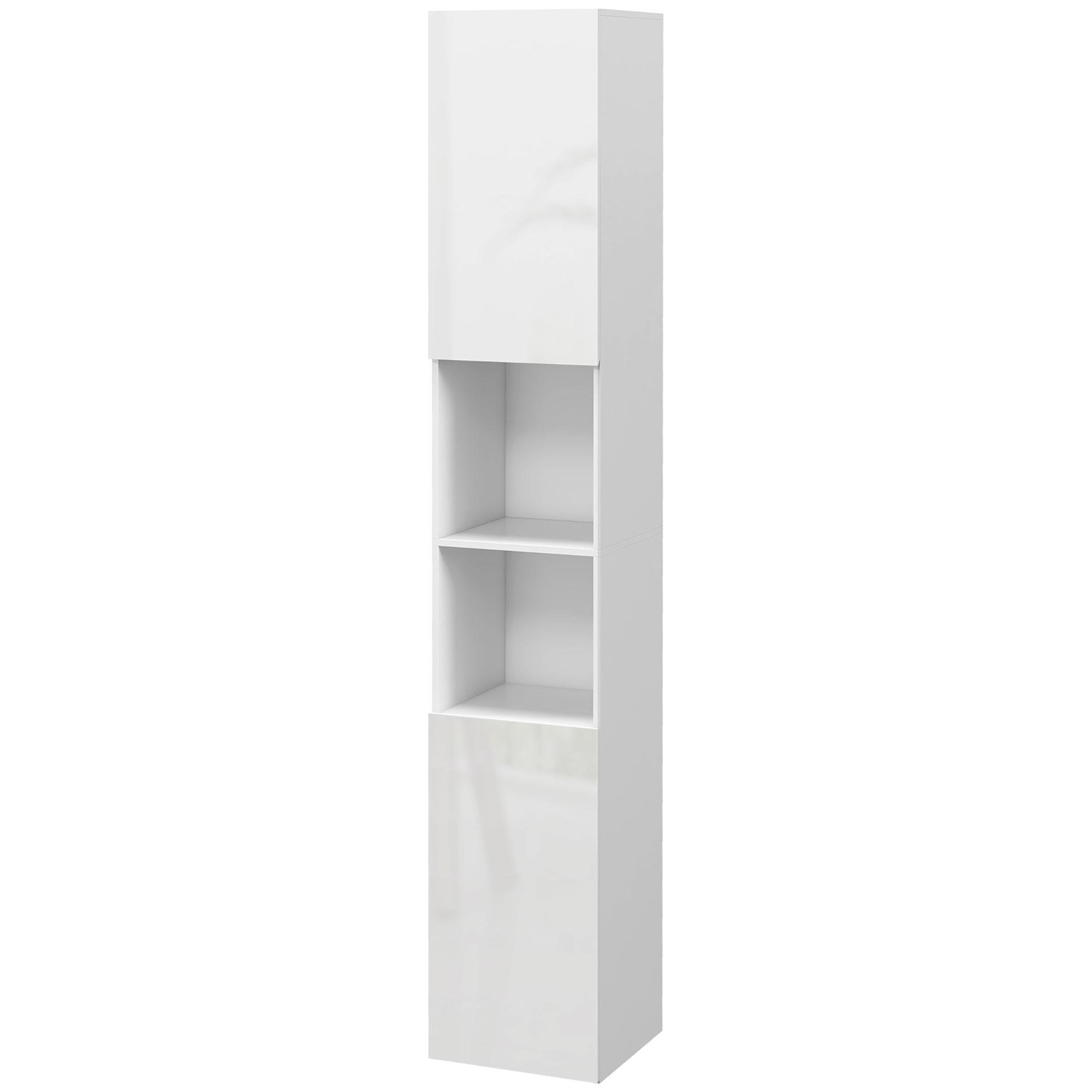 White 71.5 Inch Gloss Cabinet with Adjustable Shelves