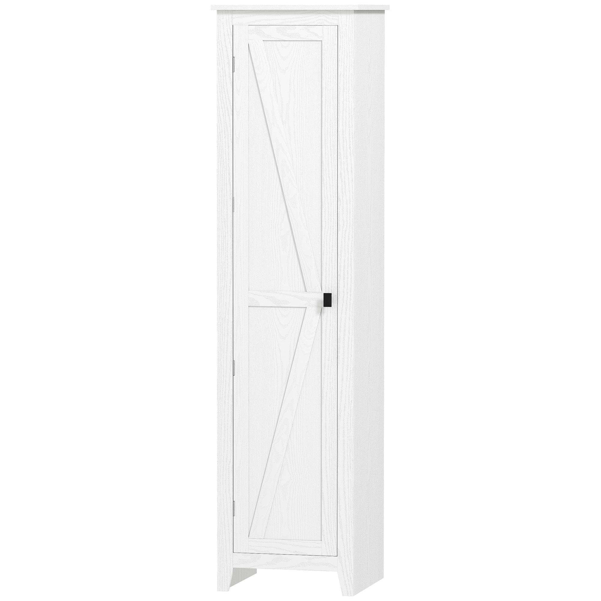 White Barn Door Pantry Cabinet with Adjustable Shelves