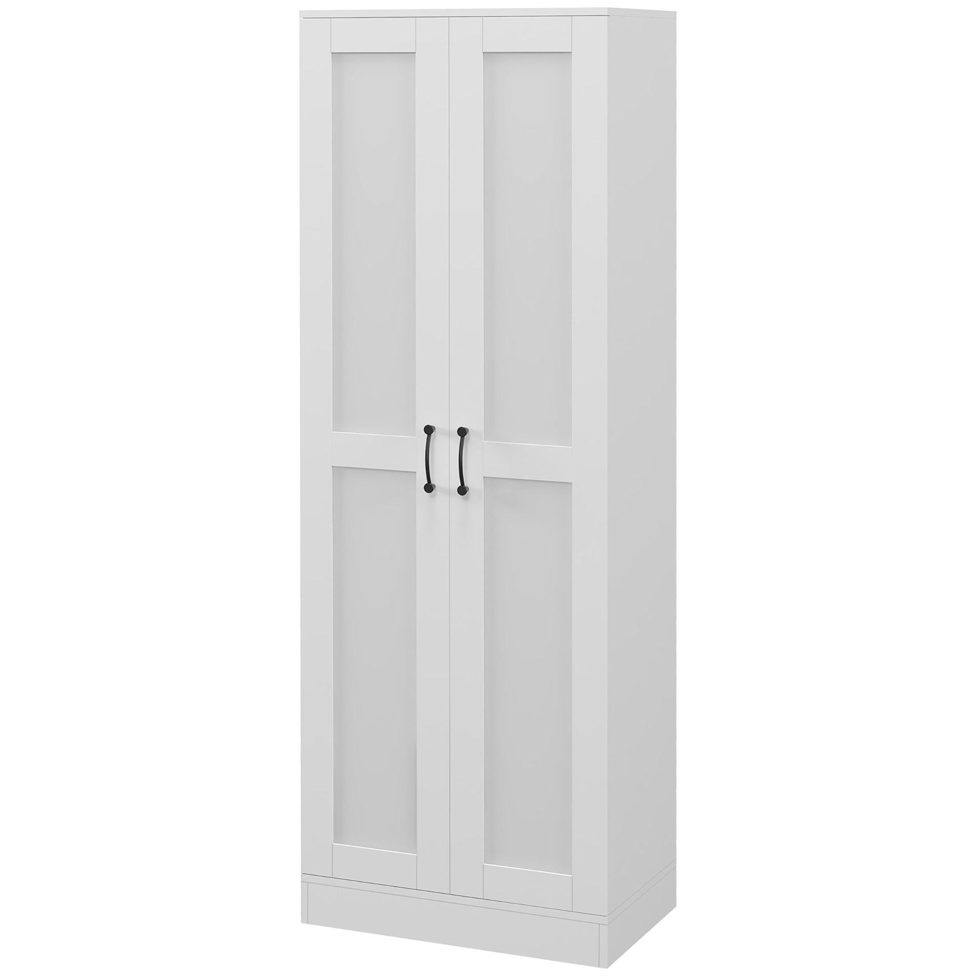White Melamine Pantry Cabinet with Soft-Close Doors, 69 in