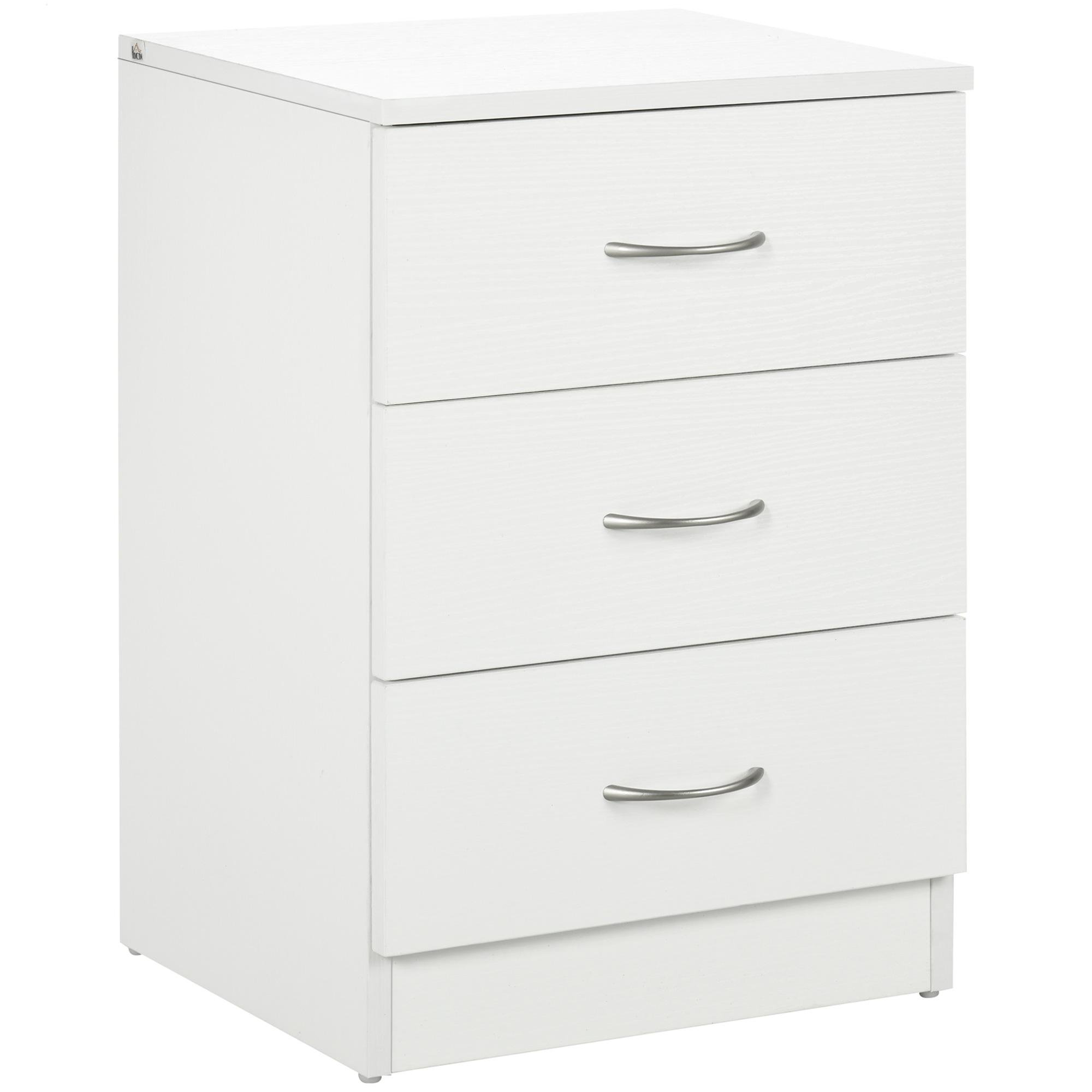 White Three Drawer Nightstand with Water-Resistant Finish