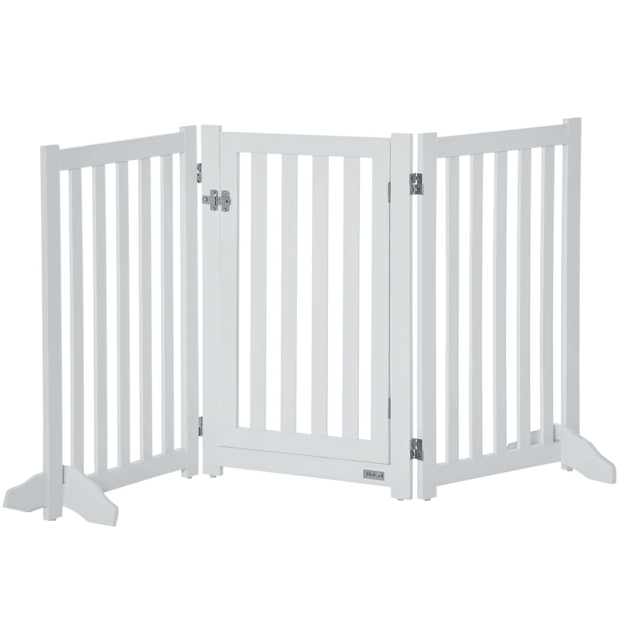 White 3 Panel Dog Gate with Door, 61 in Wide