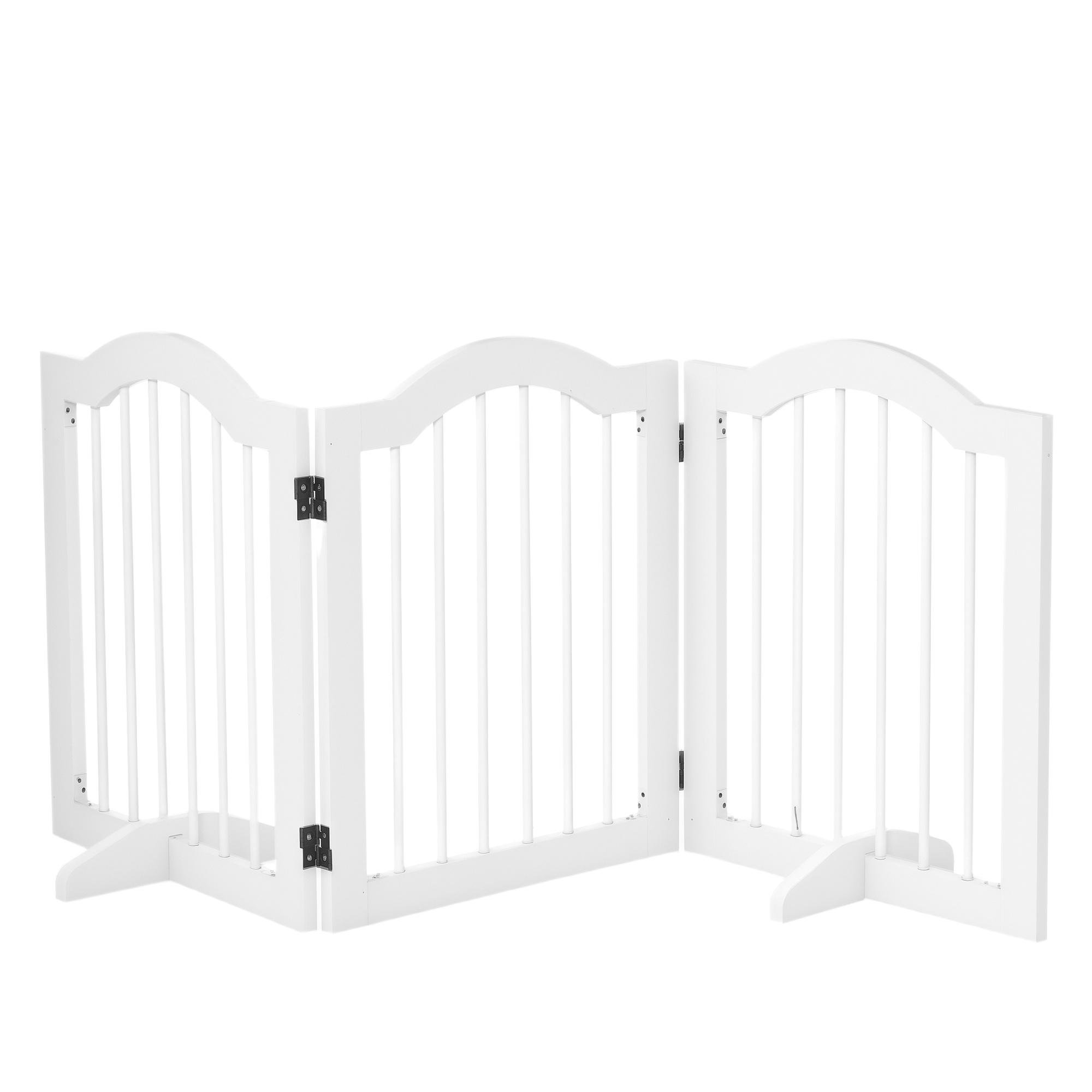 White Freestanding Puppy Gate with Support Feet, 24"H