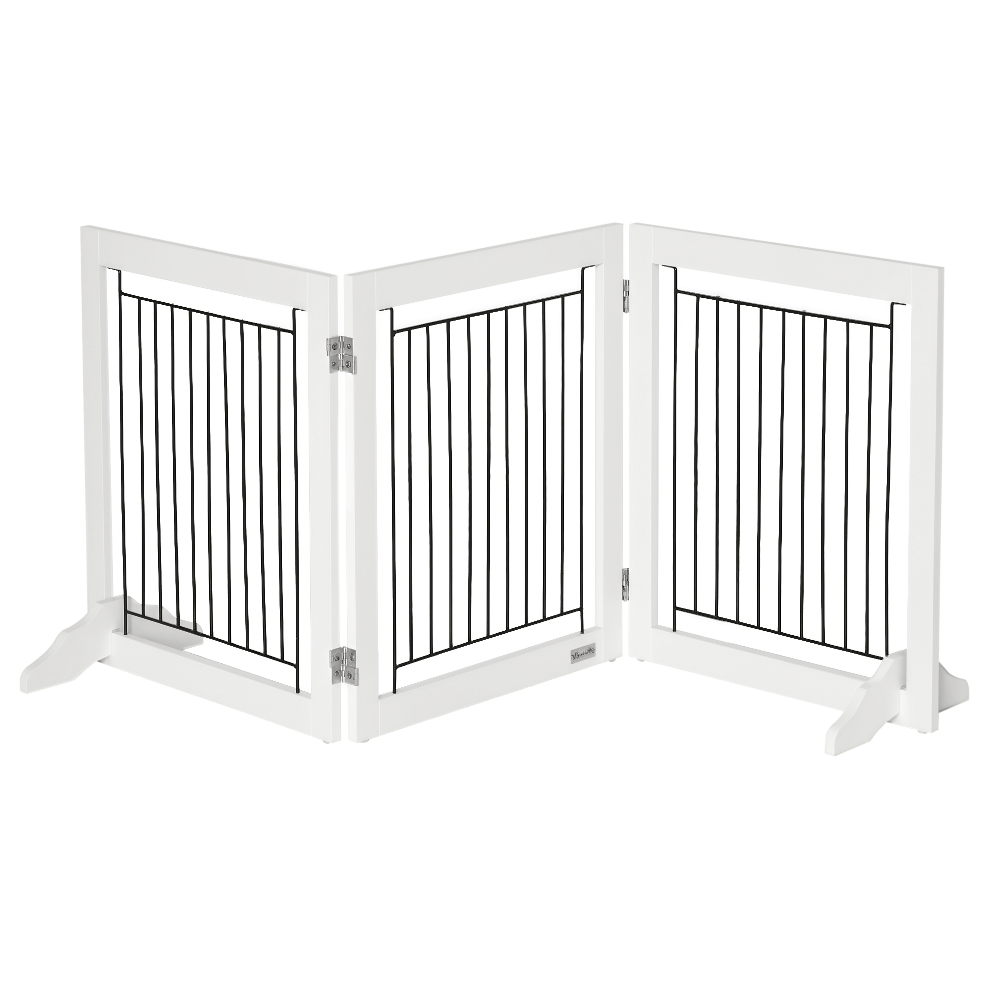 Three Panel Freestanding Pet Gate, 24-Inch White