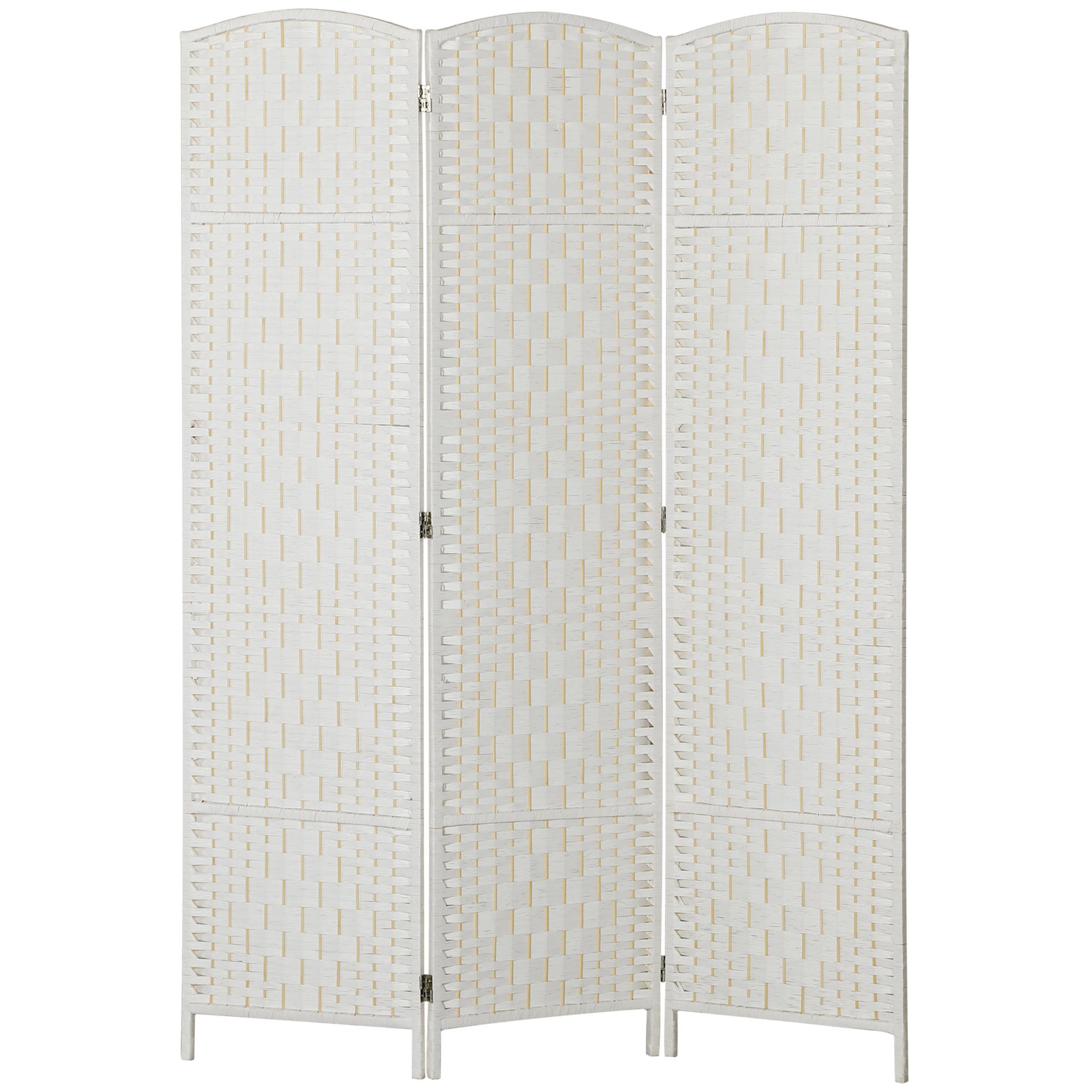 White Woven 3 Panel Divider with Arched Tops for Privacy