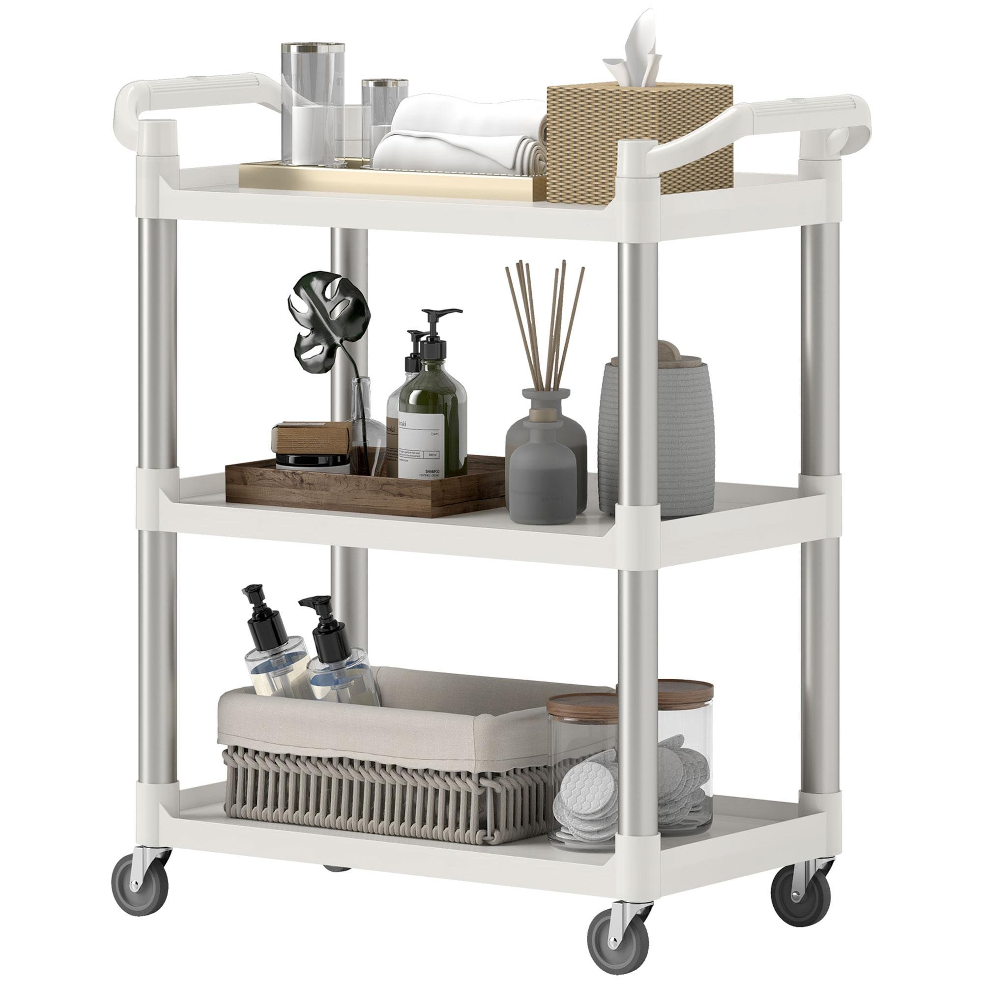 White Aluminum Utility Trolley with Three Shelves