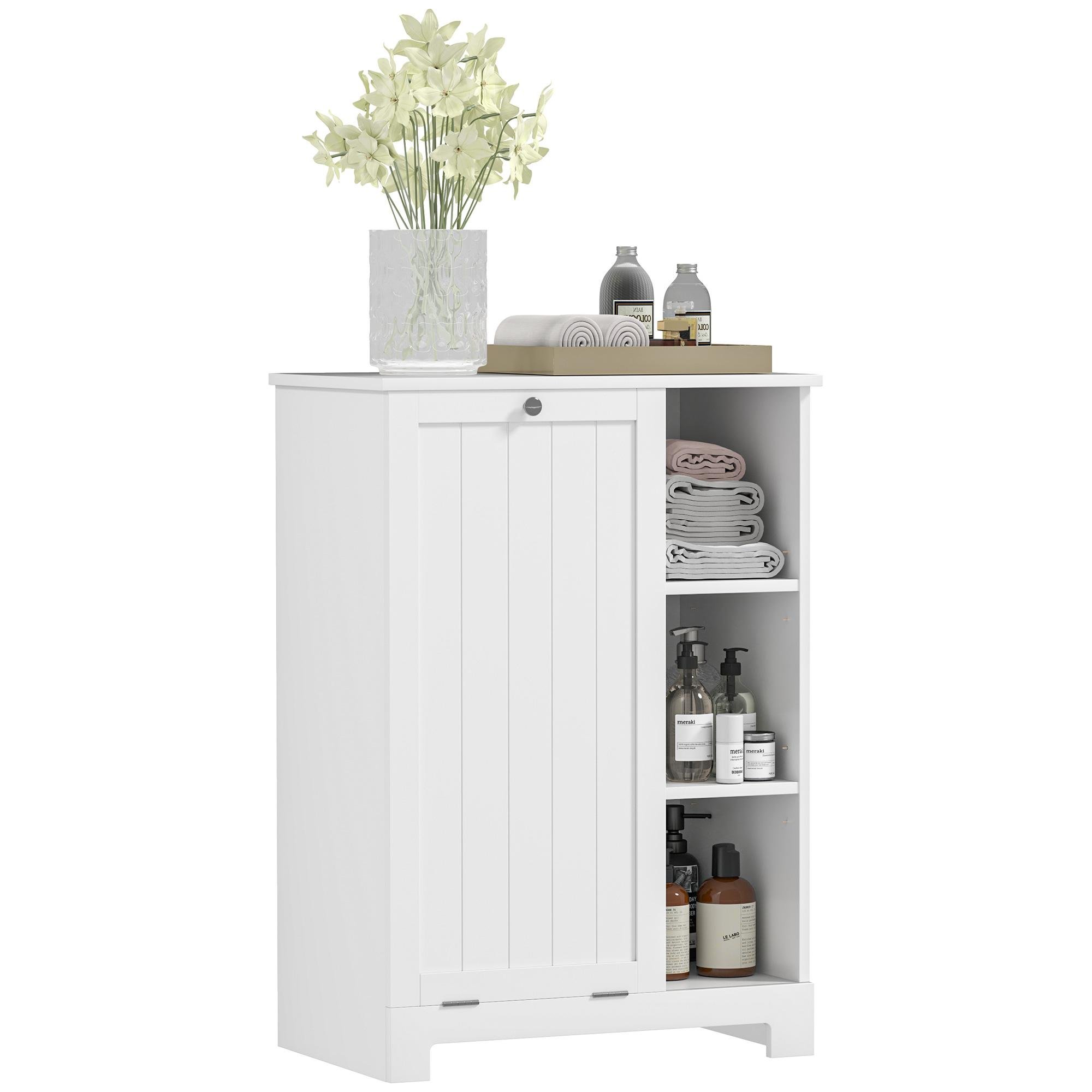 White 23.6 Inch Laundry Cabinet with Removable Basket