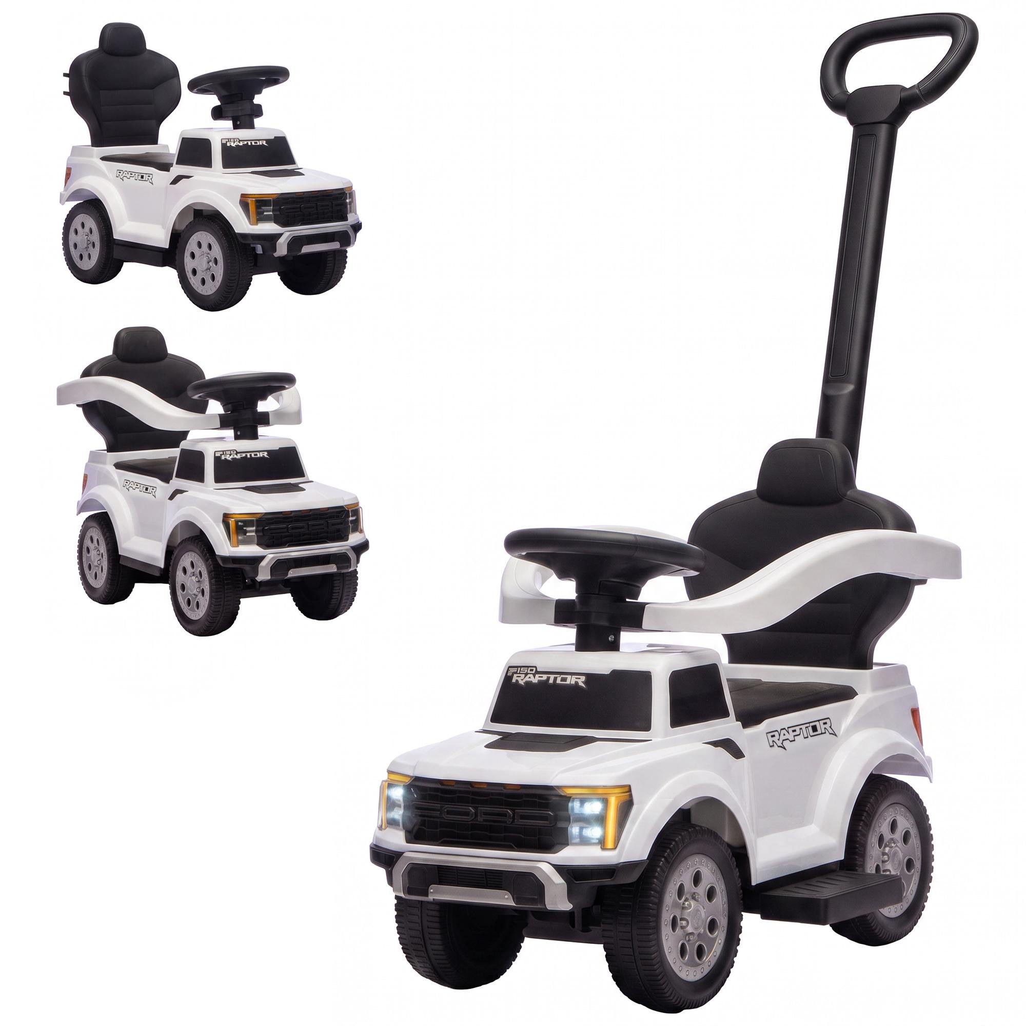White Licensed Toddler Push Car with Horn and Lights