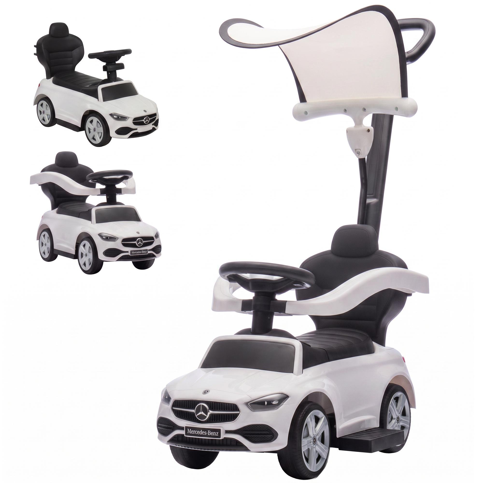 White Canopy Push Car with 3-in-1 Foot-to-Floor Play